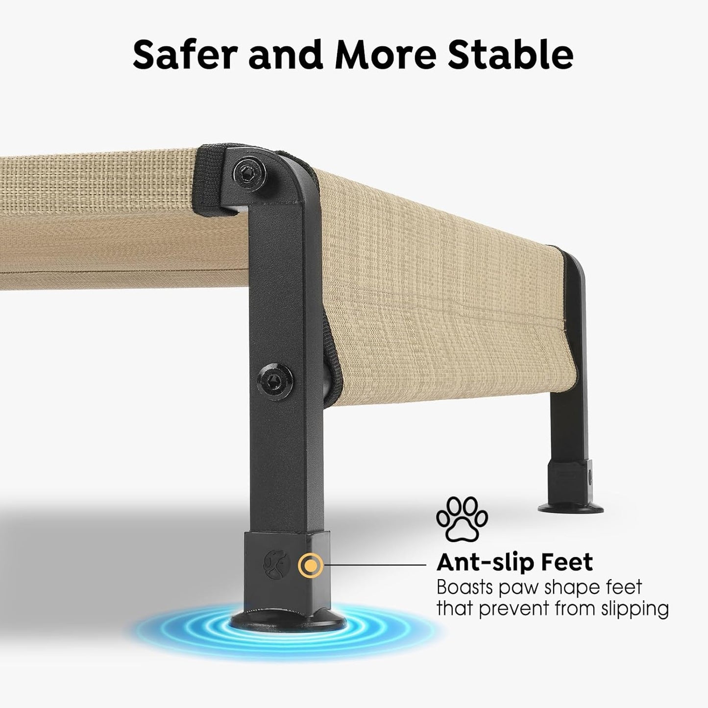 Veehoo Cooling Outdoor Dog Bed, Heavy Duty Elevated Pet Bed with Washable & Breathable Teslin Mesh, Non-Slip Silicon Feet, Dog Cot Bed with Support Hem, 29" x 18", Beige Coffee, CWC2433