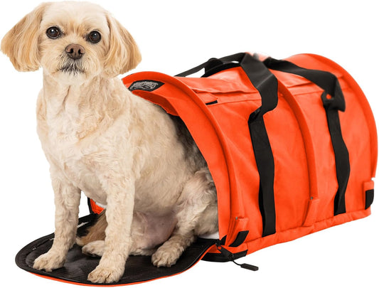 SturdiBag Pro 2.0 Pet Travel Carrier for Cats and Dogs | Soft Sided Pet Carrier Bag with Safety Clips and Seatbelt Straps for Car Travel | XL, Orange