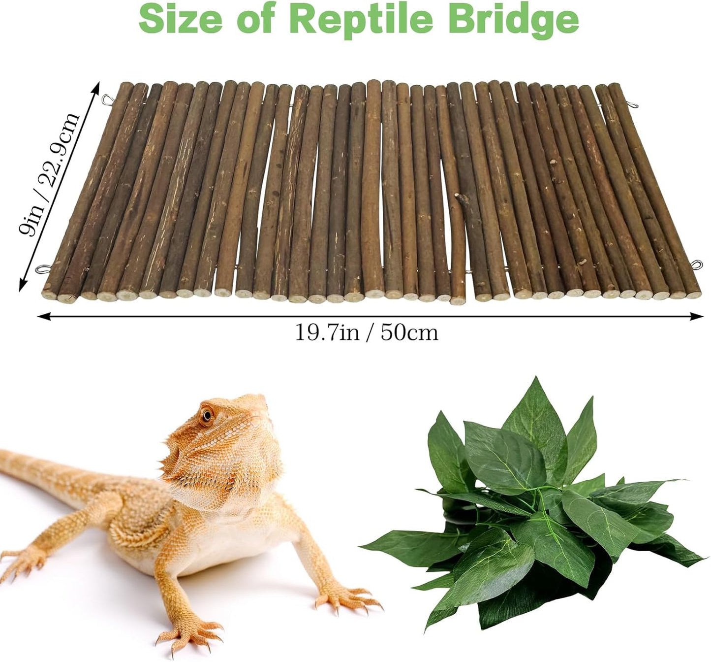 Hamiledyi Bendable Wooden Reptile Hideout Ladder Bridge Hiding Hut Tunnel Toys Climbing Bridge Chew Toy Habitat Accessories for Bearded Dragons Ball Python Guinea Pigs Rabbits(19.7 x 9 in)