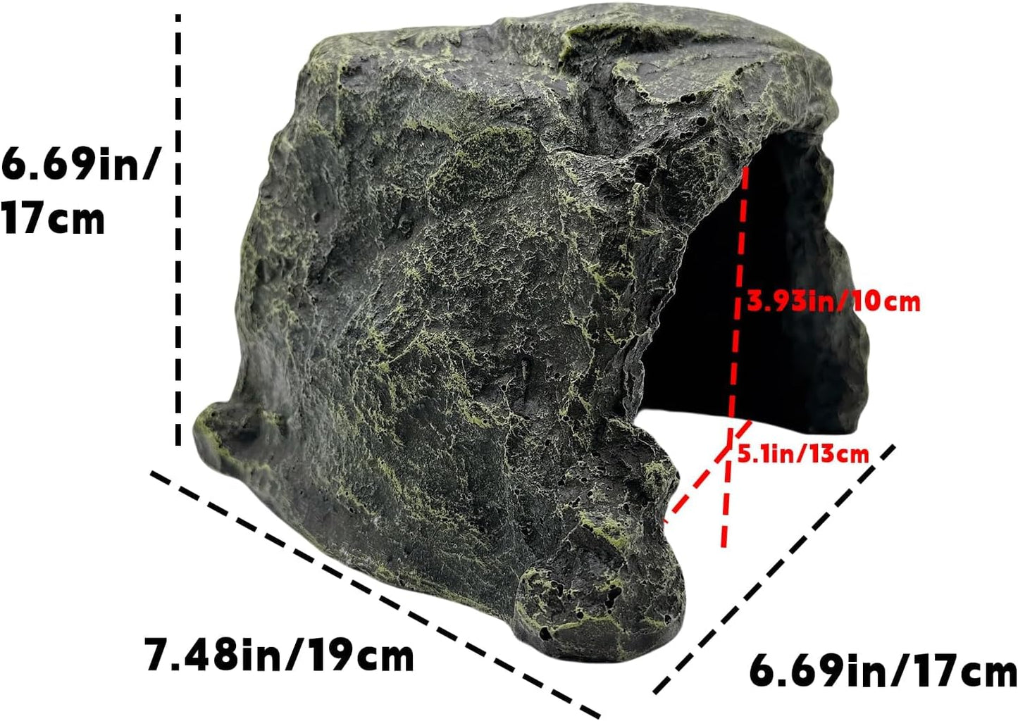 BNOSDM Reptile Hideout,Large Tortoise Hide Cave,Resin Rock,Bearded Dragon Hideaway,Turtle Basking Platform,Reptiles Habitat Decor Tank Accessories for Lizards Gecko Snakes Chameleon Frogs