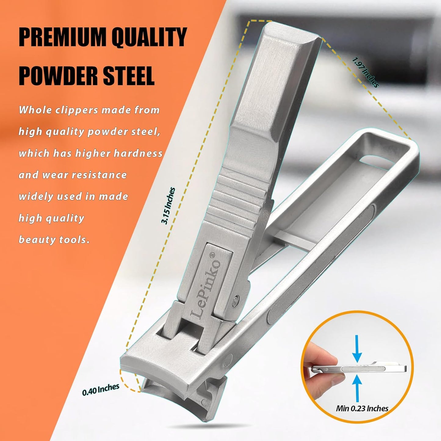 Nail Clipper for Thick Toenails and Fingernails, Portable Toenails Clippers for Seniors, Nail Cutter with Catcher, Nano Glass Nail Buffer, Gifts for Stocking Stuffers Men Women