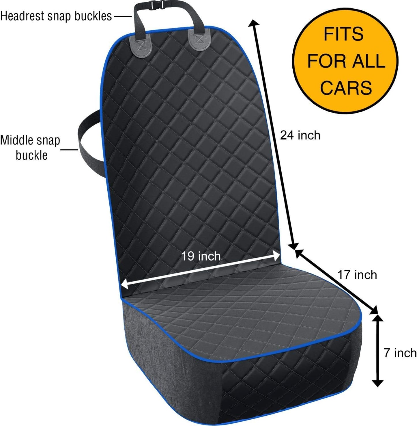 Active Pets Dog Car Seat Cover, Waterproof Front Seat Protector for SUV Truck Sedan, Pet Safety Travel Comfort System with Universal Fit, Blue