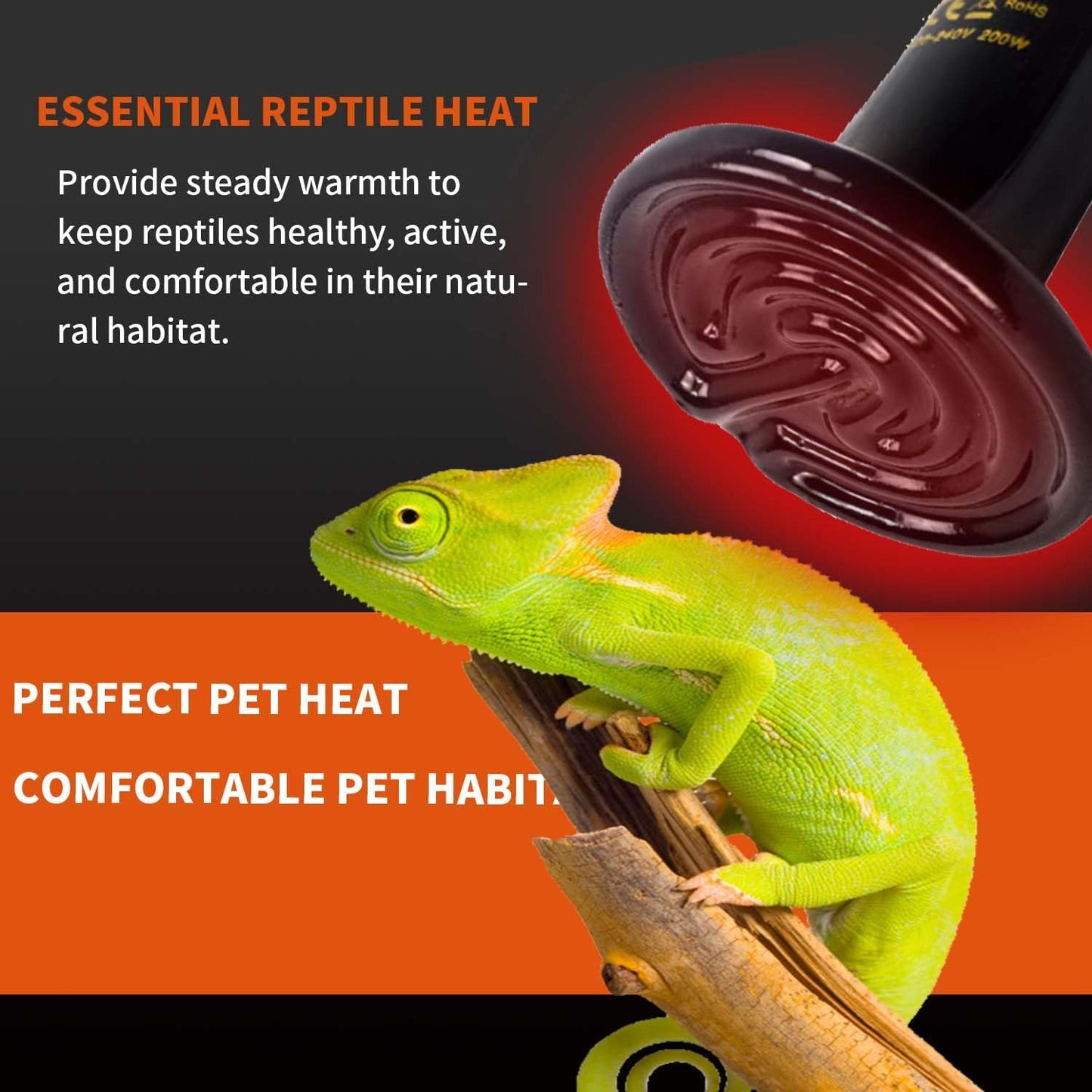 150W Reptile Heat Lamp(2 Packs)-Ceramic Heat Emitter for Reptiles Amphibian Pet Brooders Chicken Incubation, and Terrariums Turtle Lizard Bearded Dragon Snake 75 Size E26