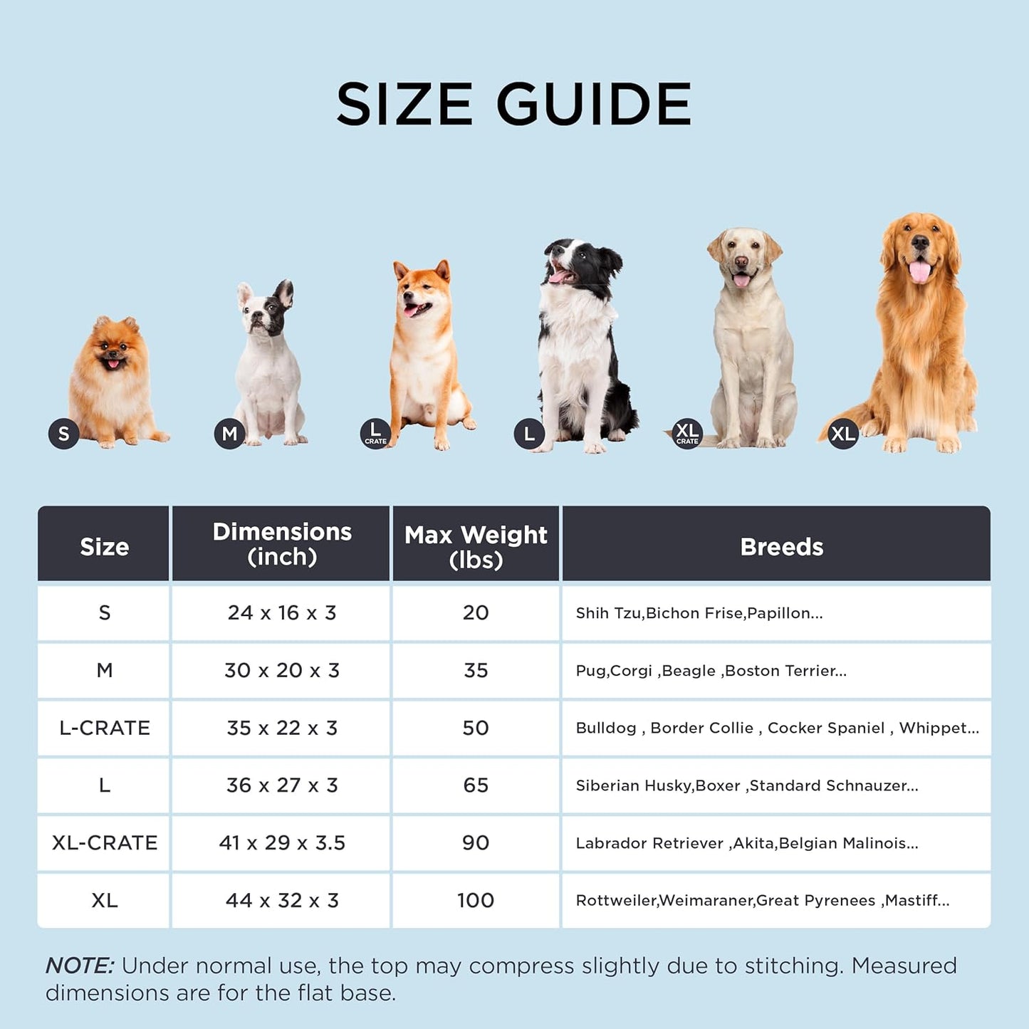 Bedsure Cooling Dog Bed for Crate - Large Orthopedic Flat Puppy Beds with Removable Washable Cover, Egg Crate Foam Pet Mat, Suitable for Pet Up to 50 lbs