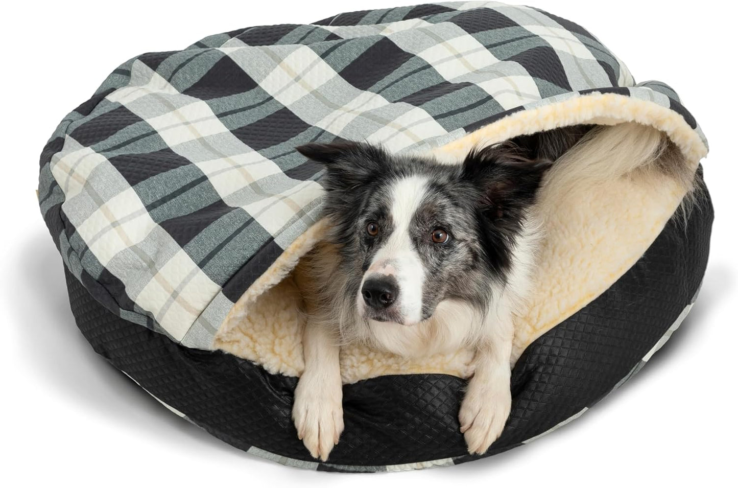 Snoozer Luxury Cozy Cave Dog Bed - Indoor Dog Bed with Cover Cave, Covered Calming Burrow for Medium & Large Sized Pets with Blanket Attached, Enclosed, Washable - XL, Barkely Black Diamond