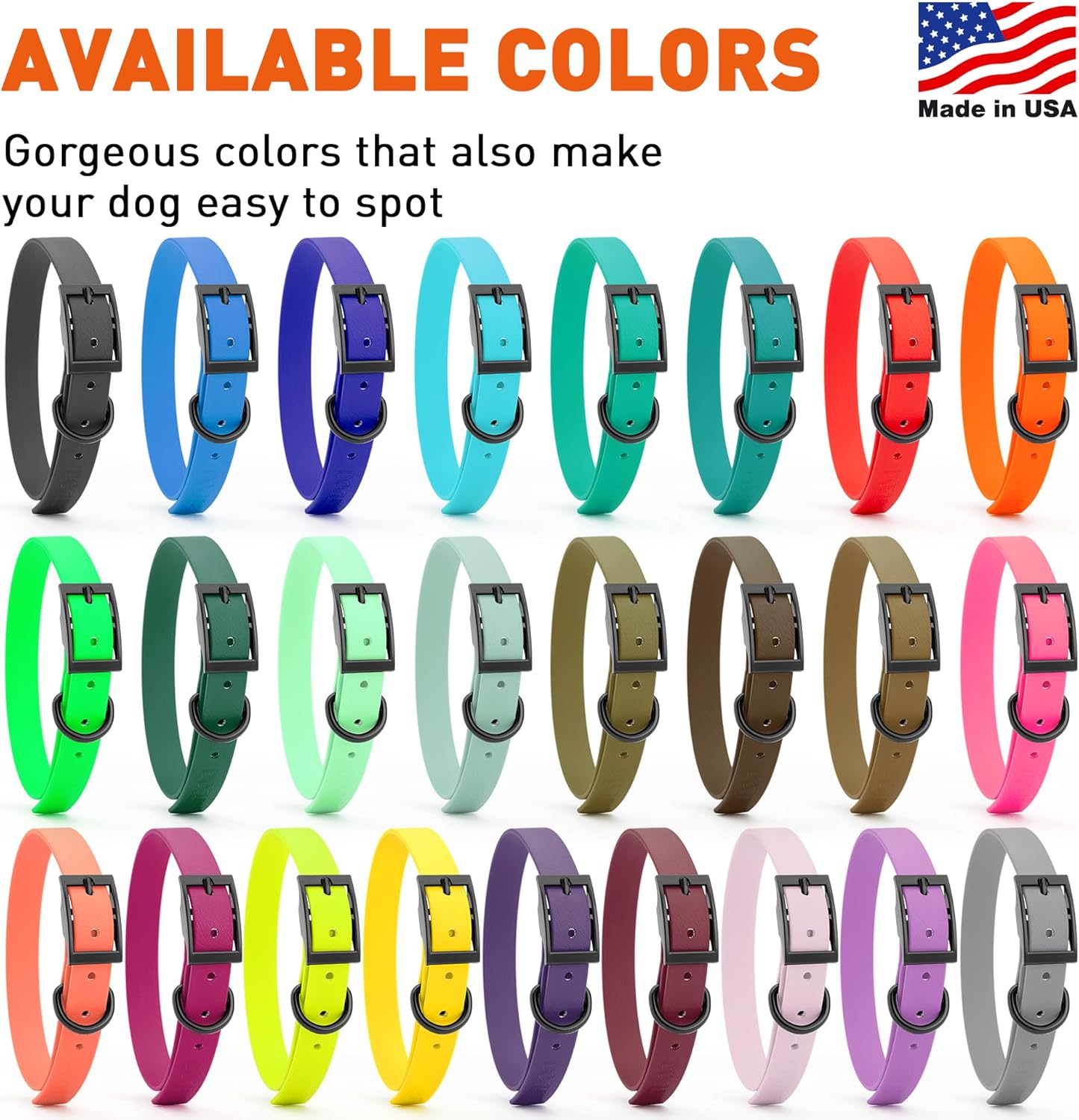 Dogline Biothane Waterproof Dog Collar Strong Coated Nylon Webbing with Black Hardware Odor- Proof for Easy Care Easy to Clean High Performance Fits Small Medium or Large Dogs, Pastel Purple