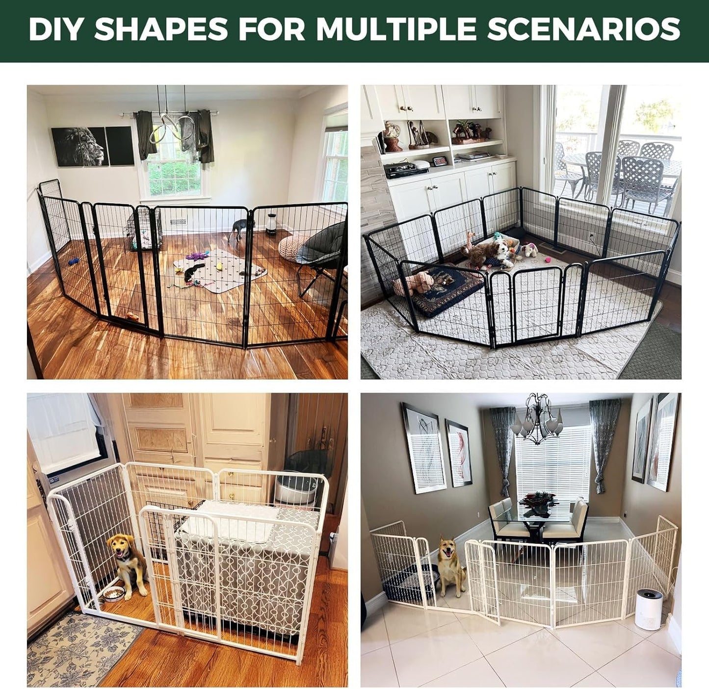 FXW Homeplus Unleashed Indoor Dog Playpen - Stress-Free and Safe Play, Heavy Duty 24 Inch 24 Wire Panels Dog Pen for Puppy and Small Dogs, Black│Patented