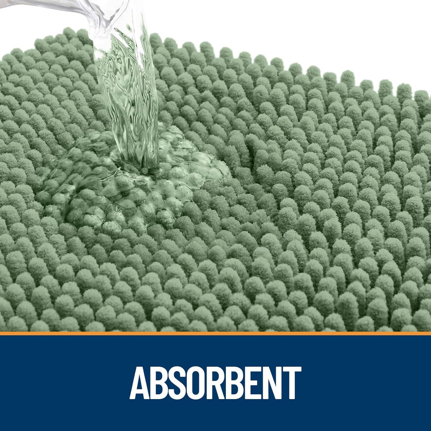 OLANLY Dog Door Mat for Muddy Paws 59x20, Absorbs Moisture and Dirt, Absorbent Non-Slip Washable Doormat, Quick Dry Chenille Mud Mat, Entry Indoor Entryway Carpet for Inside Floor, Olive Green