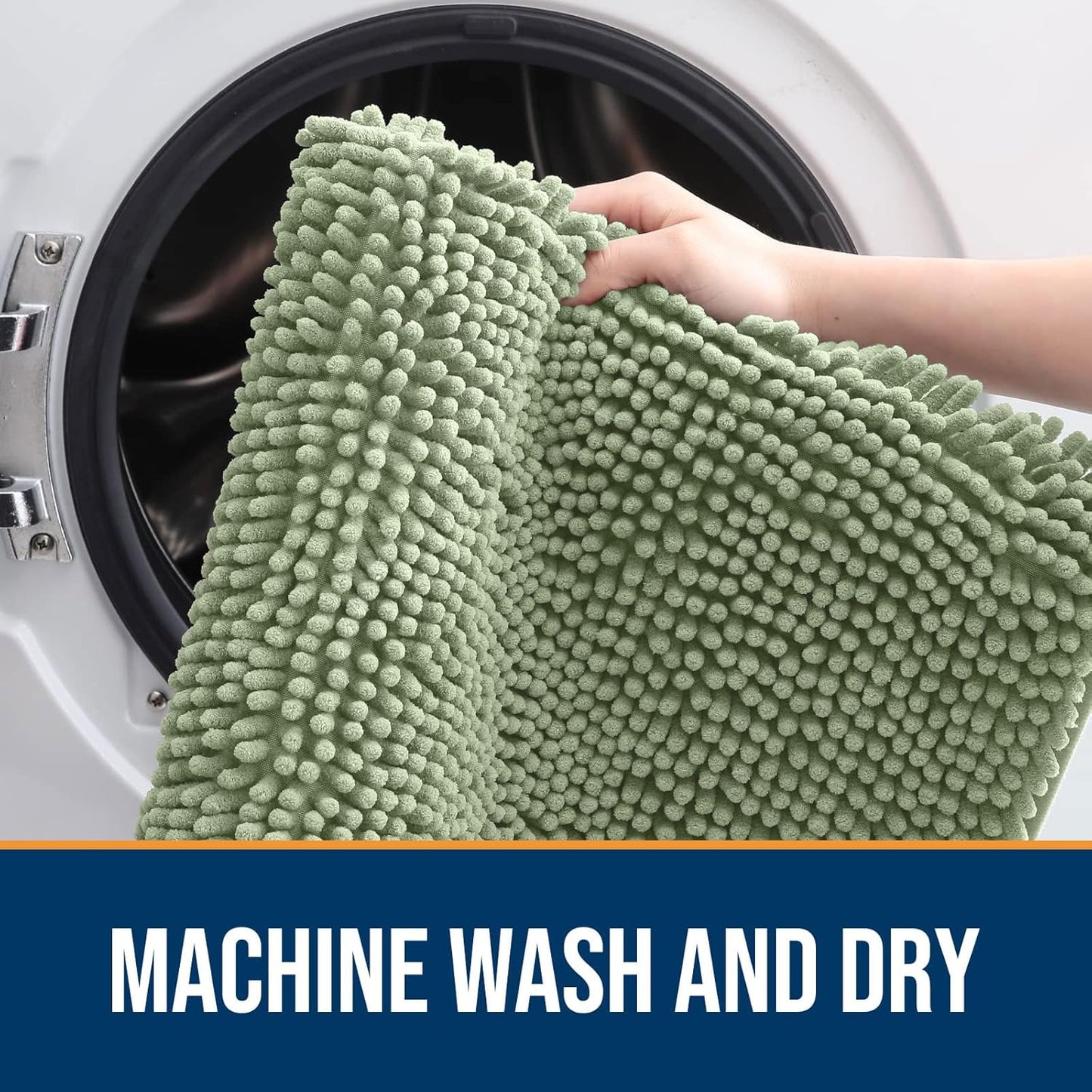 OLANLY Dog Door Mat for Muddy Paws 54x32, Absorbs Moisture and Dirt, Absorbent Non-Slip Washable Doormat, Quick Dry Chenille Mud Mat for Dogs, Entry Indoor Entryway Carpet for Inside Floor, Sage Green