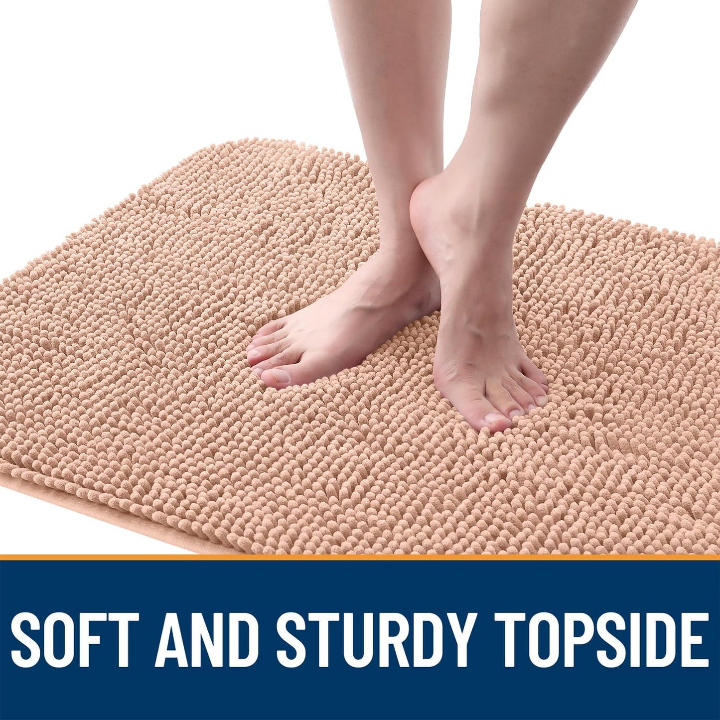 OLANLY Dog Door Mat for Muddy Paws 59x20, Absorbs Moisture and Dirt, Absorbent Non-Slip Washable Doormat, Quick Dry Chenille Mud Mat for Dogs, Entry Indoor Entryway Carpet for Inside Floor, Peach