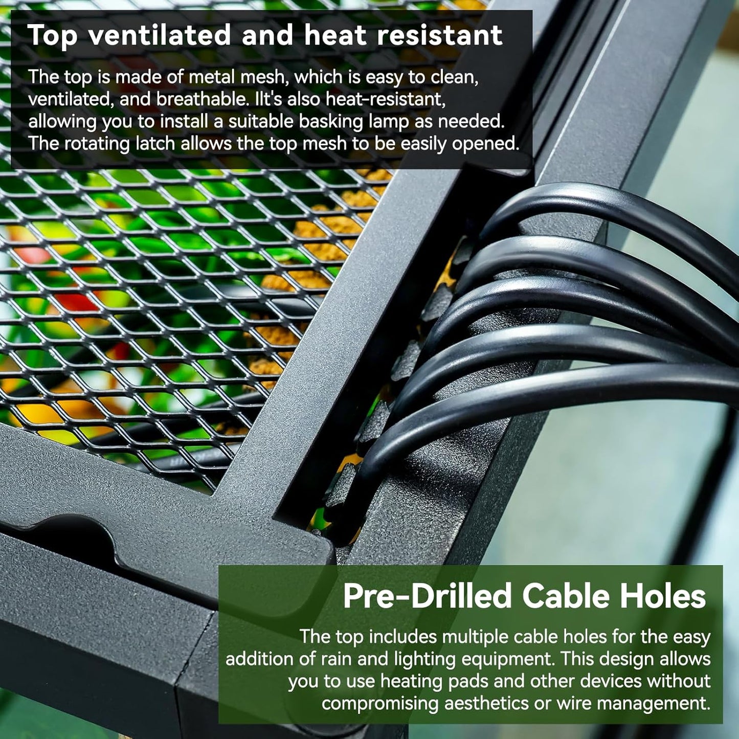 24x18x18'' 35 Gallon Glass Reptile Tank Front Opening Terrarium Suitable for Leopard Geckos, Snakes, Tree Frogs, Chameleons,Watertight Base, Ventilated Metal Mesh Top, Pre-Drilled Cable Holes