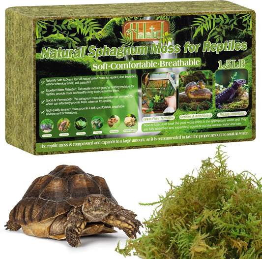 Halatool 1.5LB Natural Sphagnum Moss for Reptiles- 80QT Green Live Moss for Terrarium Plants Long Fiber Reptile Moss for Leopard Gecko Snake Hamsters Tortoises Frogs Lizards Salamanders