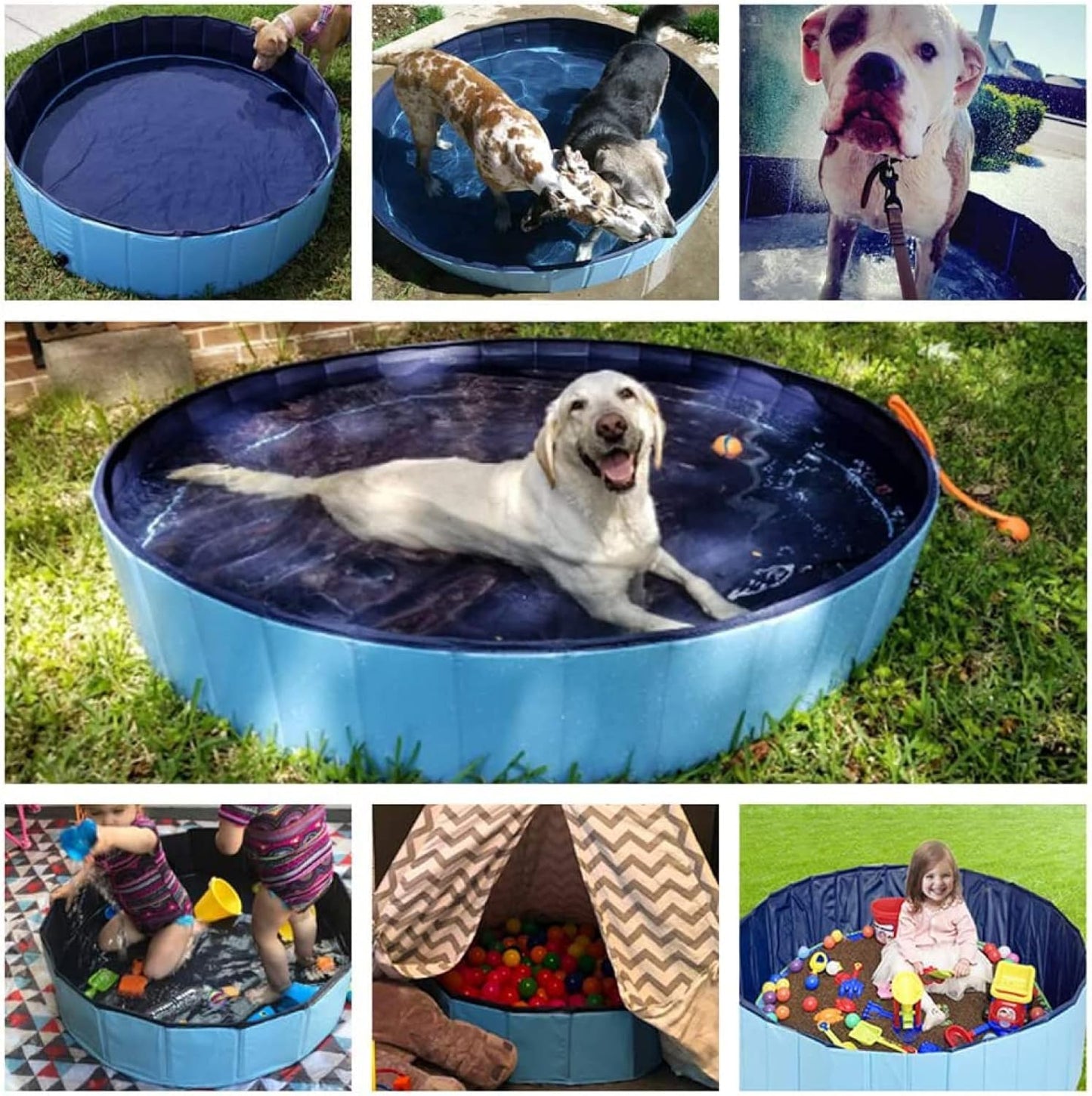 Jasonwell Foldable Dog Pool Collapsible Hard Plastic Swimming Pool Portable Kiddie Pool Pet Pool Doggie Wading Pool Bath Tub for Puppy Small Medium Large Dogs Cats and Kids 48"
