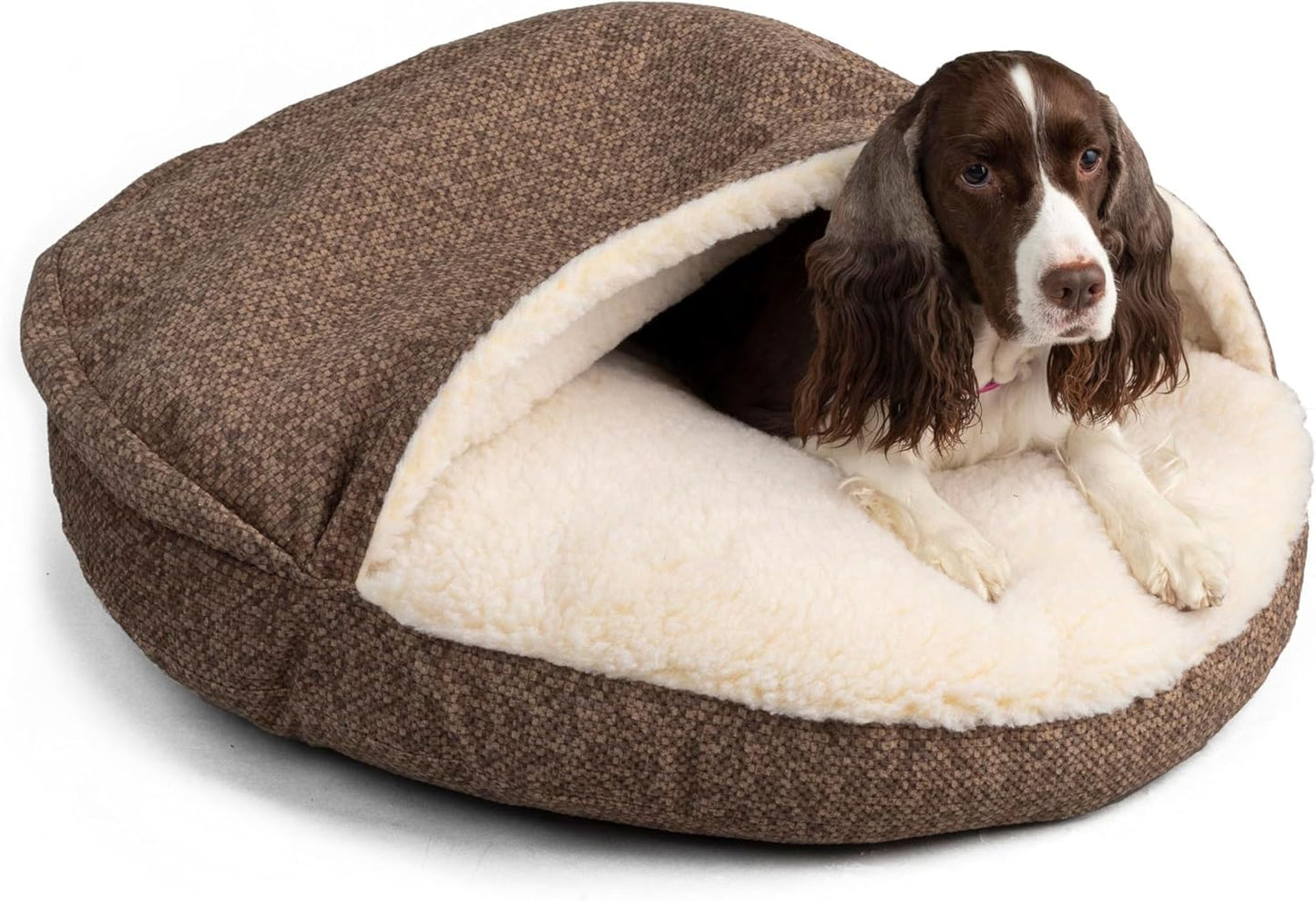 Snoozer Luxury Microsuede Cozy Cave Pet Bed, Show Dog Collection, Small, Merlin Camel