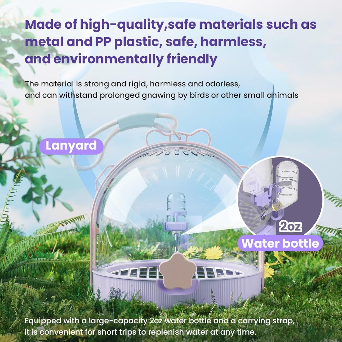 Birdcages,Carriers,Small Bird Travel Cage Carrier, Bird Carry Transport Bag，Small Animal Carrier, Travel Carry-Out Cage with Water Bottle.(Pink)