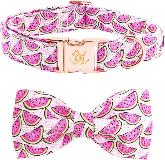 Elegant little tail Dog Collar, Watermelon Print Pet Collar Summer Dog Collar Durable Metal Buckle Dog Collars Cotton Pet Adjustable Dog Collars for Medium Dogs