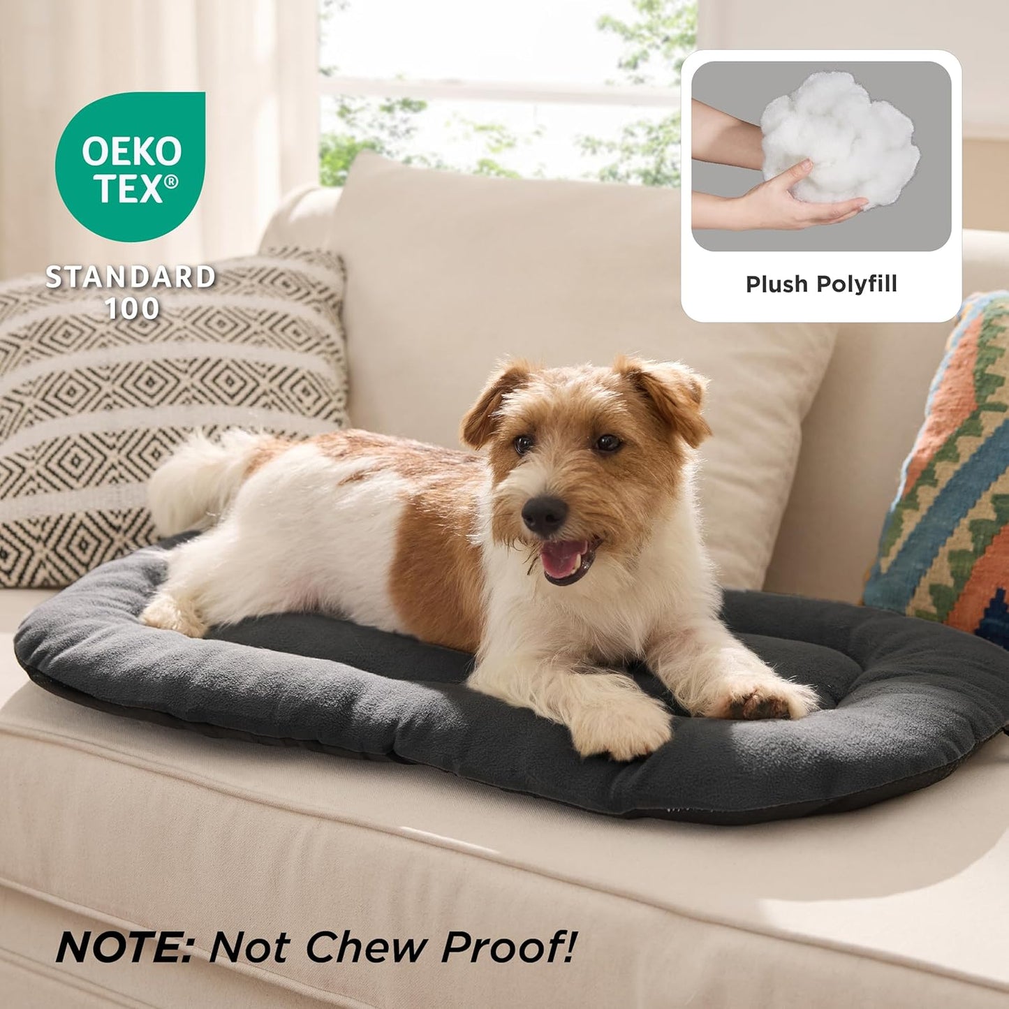 Bedsure Washable Dog Crate Pad for Extra Large Dogs, Anti-Slip Puppy Kennel Dog Bed for Crate - Ultra Soft Fleece Flat Thin Pet Mat (Not Chew Proof), Grey XL 41"x27"