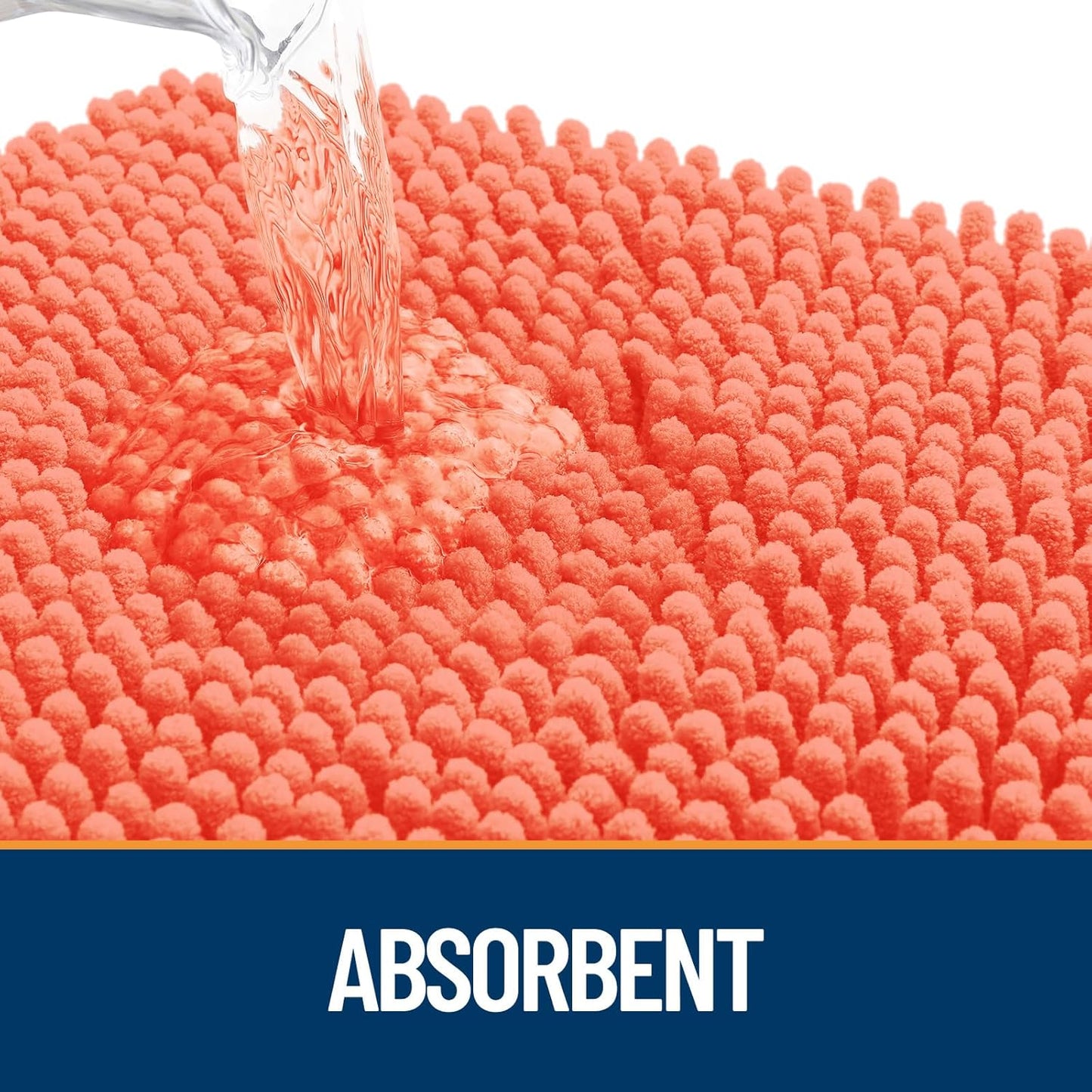 OLANLY Dog Door Mat for Muddy Paws 40x32, Absorbs Moisture and Dirt, Absorbent Non-Slip Washable Doormat, Quick Dry Chenille Mud Mat for Dogs, Entry Indoor Entryway Carpet for Inside Floor, Coral