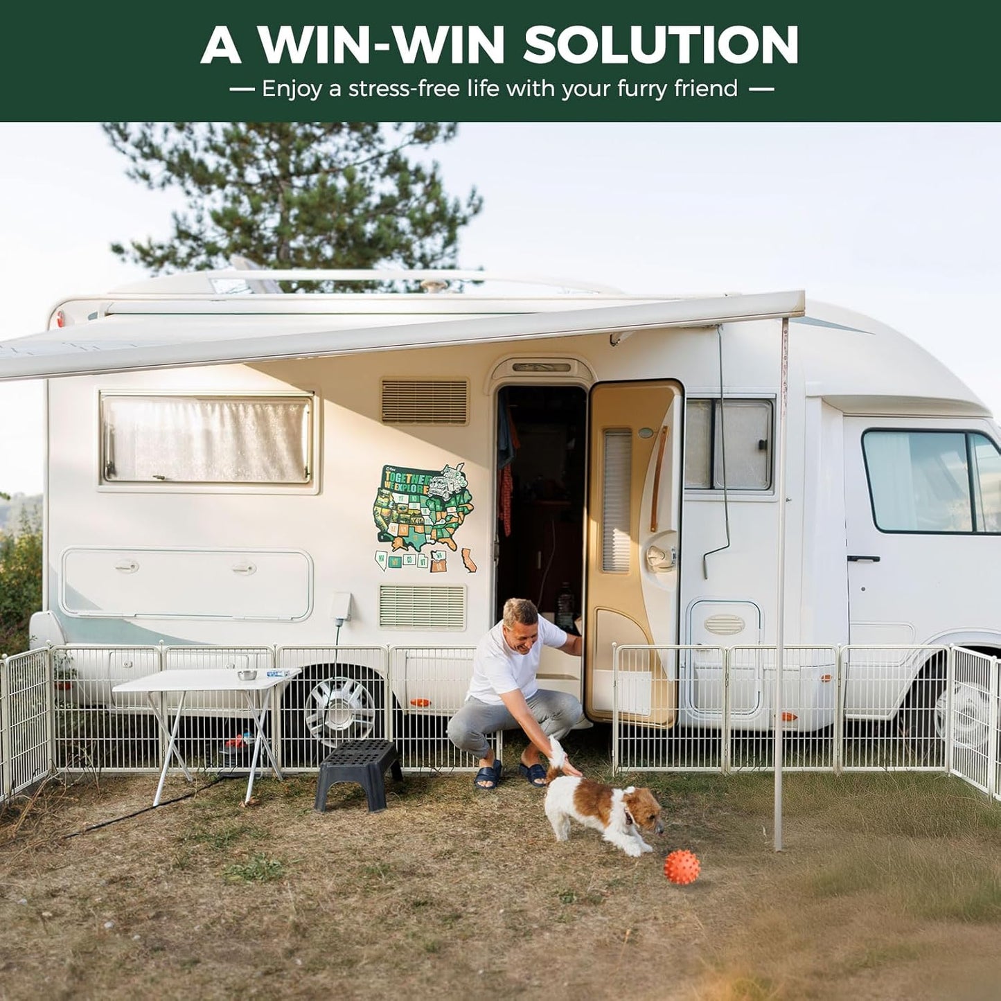 FXW Rollick Unleashed Dog Playpen for Indoor, Yard, RV Camping, 32 inch 24 Panels for Small and Medium Dogs, White│Patented