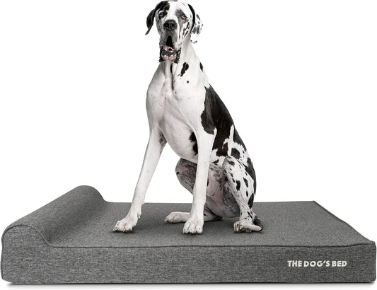 The Dog’s Bed Orthopedic Headrest Dog Bed XXL Grey Linen 54x36, Memory Foam, Pain Relief for Arthritis, Hip & Elbow Dysplasia, Post Surgery, Lameness, Veterinary Approved, Waterproof Washable Cover