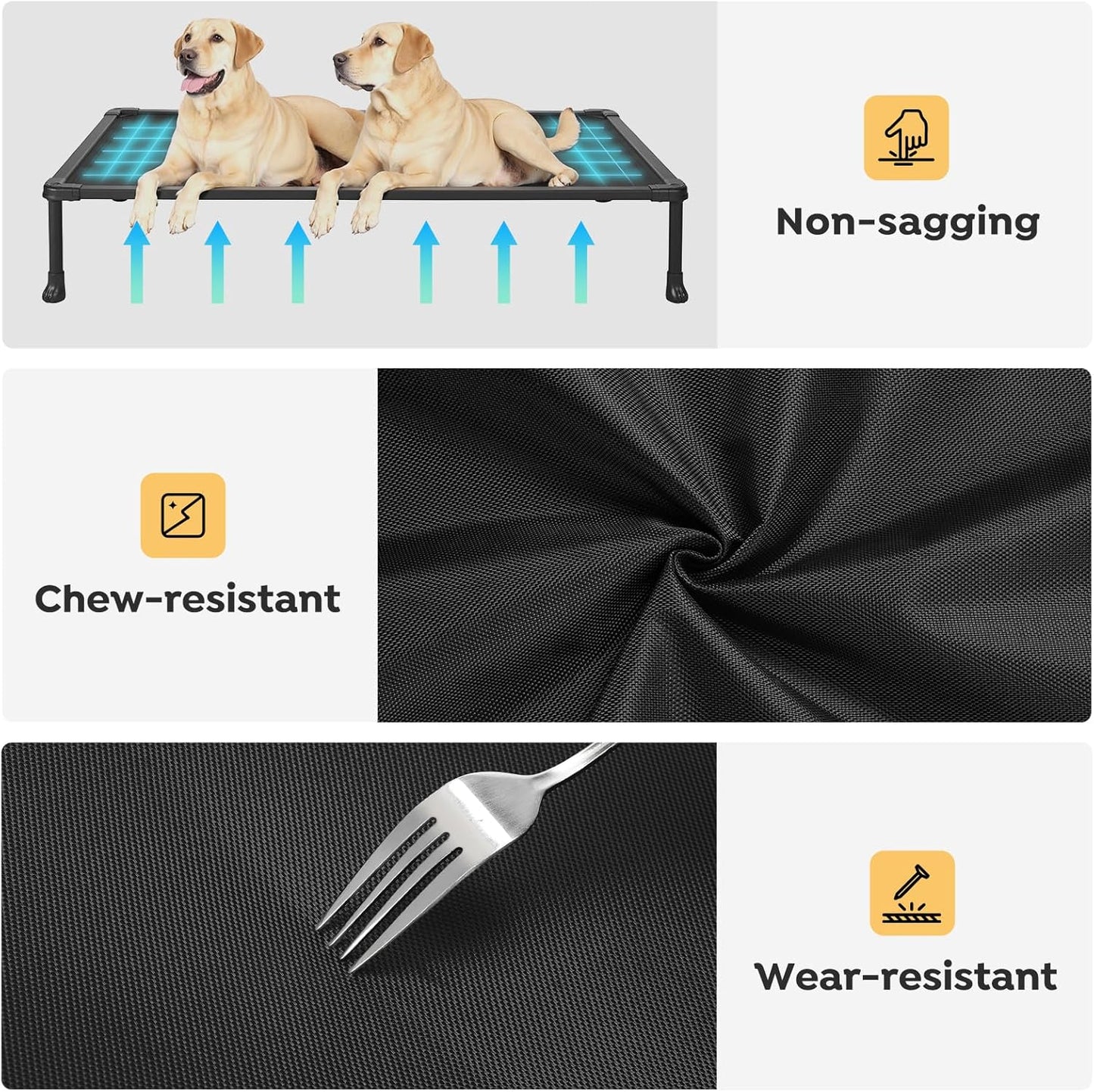 Veehoo Chew Proof Dog Bed - Large Dogs' Non-Chewable, Anti-Scratch Training Platform Hammock, Cooling Off-Ground Cots, CWC2420ACP