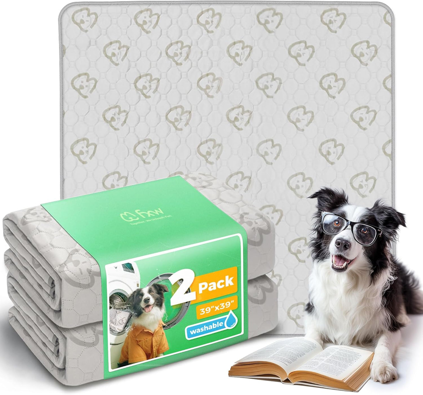 FXW Washable Pee Pads for Dogs, Puppy Pads with Super Absorbent, Specifically Designed for Potty Training, Square, 39" x 39", 2 Packs