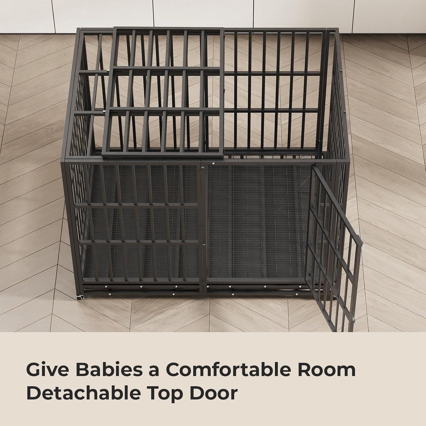 60 Inch Heavy Duty Indestructible Dog Crate Steel Escape Proof, Indoor Double Door High Anxiety Cage, Kennel with Wheels,Removable Tray,Extra Large XL XXL XXXL