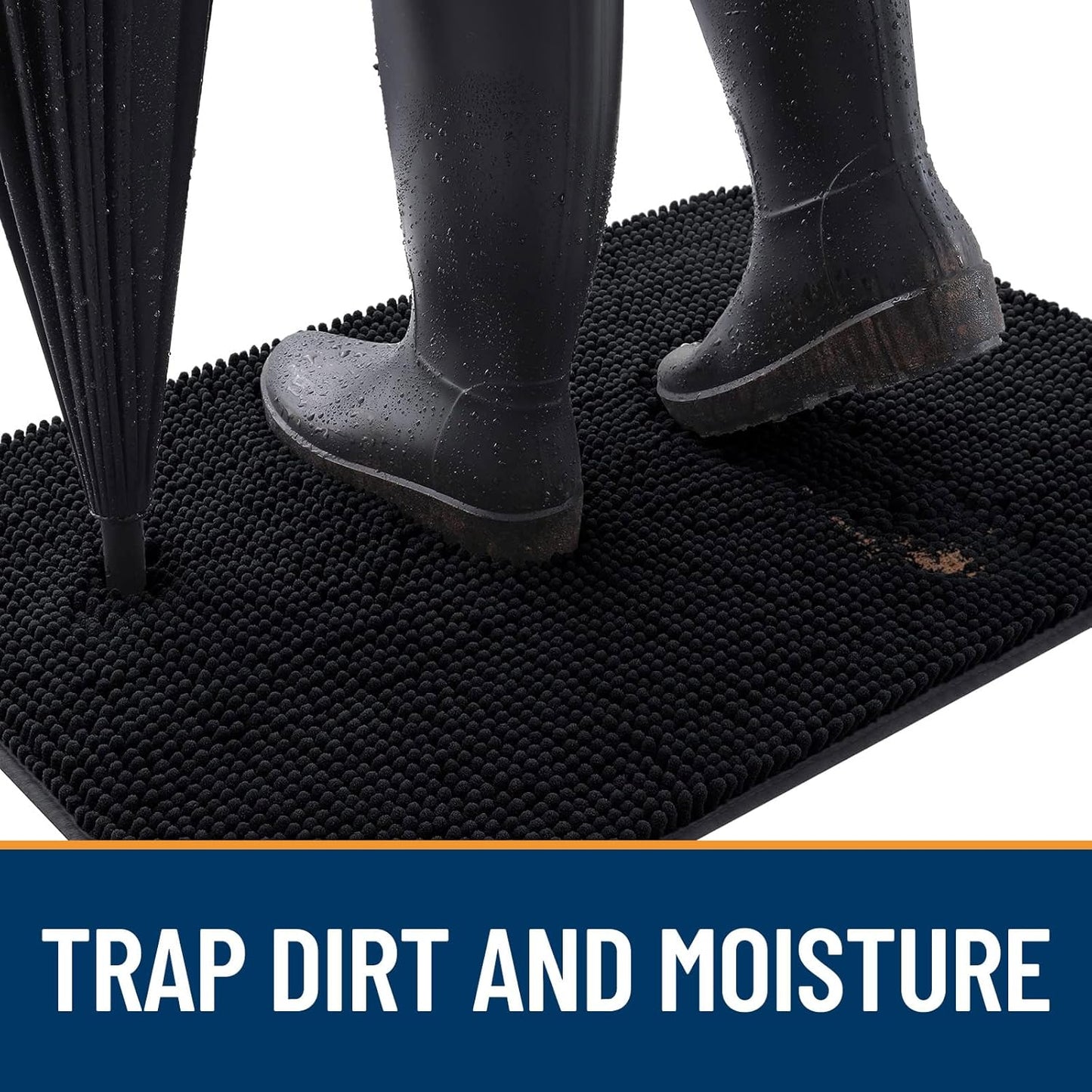 OLANLY Dog Door Mat for Muddy Paws 36x24, Absorbs Moisture and Dirt, Absorbent Non-Slip Washable Doormat, Quick Dry Chenille Mud Mat for Dogs, Entry Indoor Entryway Carpet for Inside Floor, Black