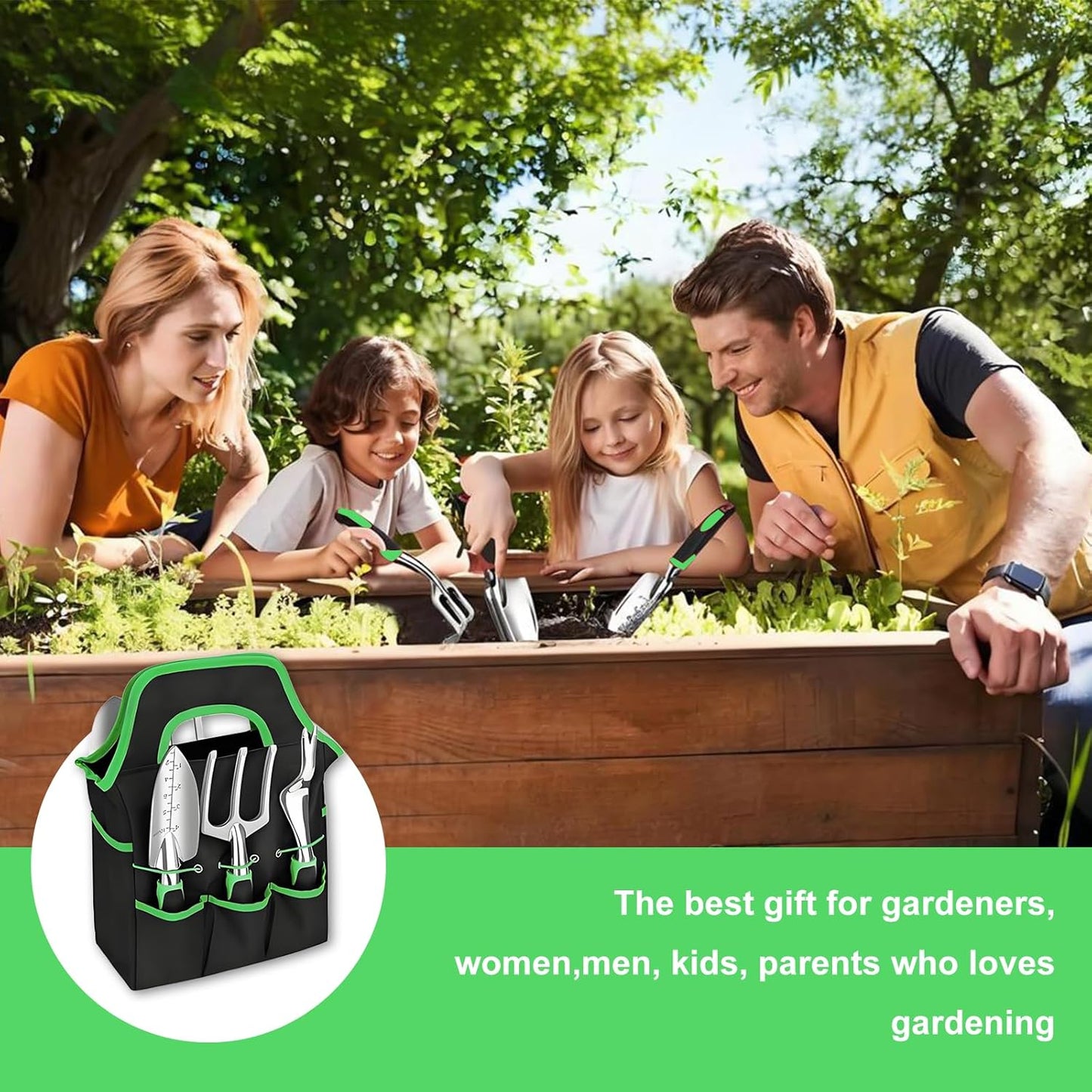 8-Piece Heavy-Duty Gardening Tools with Ergonomic Handles and Storage Bags Make A Wonderful Gift for Parents