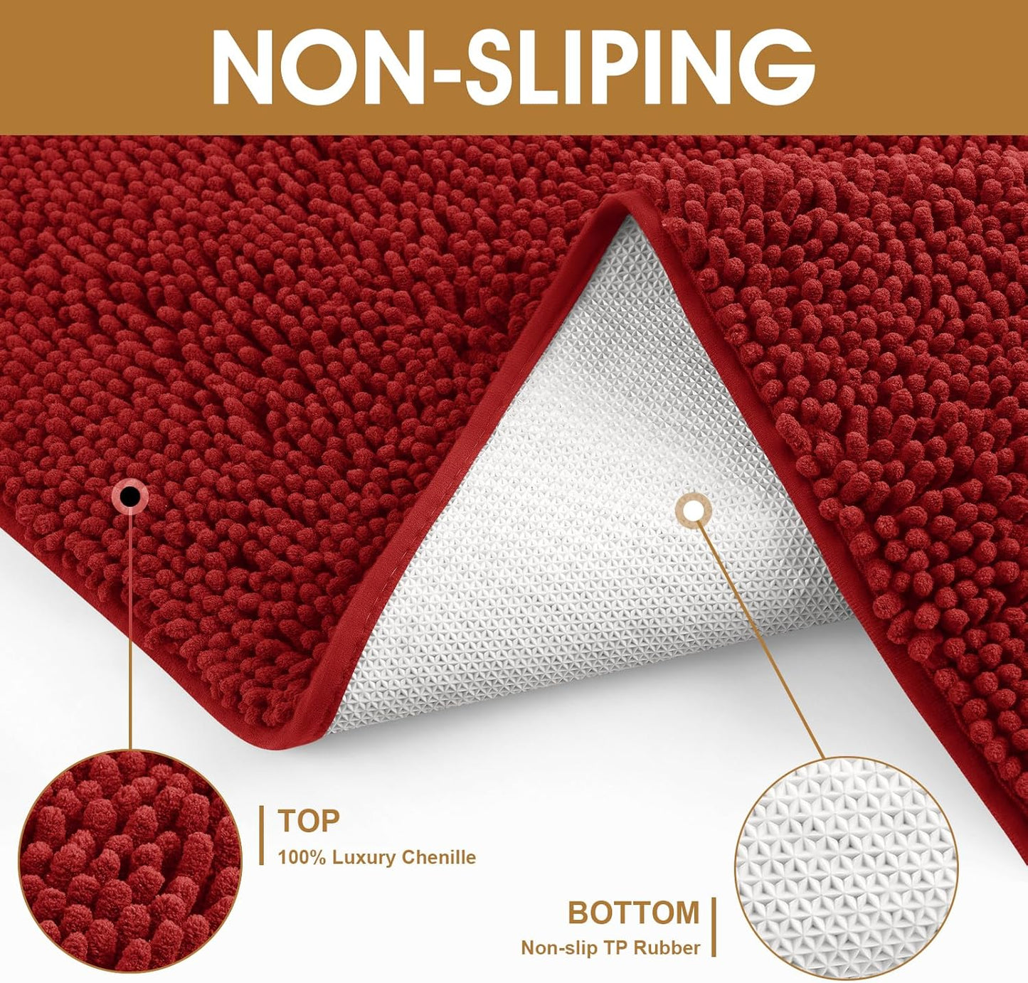 Dog Door Mats for Muddy Paws, Chenille Absorbent Door Mats, Non Slip Heavy Mud Mat for Dogs, Soft Indoor Door Mat for Entryway, Mud Paws, Inside Floor,30" X 20", Red