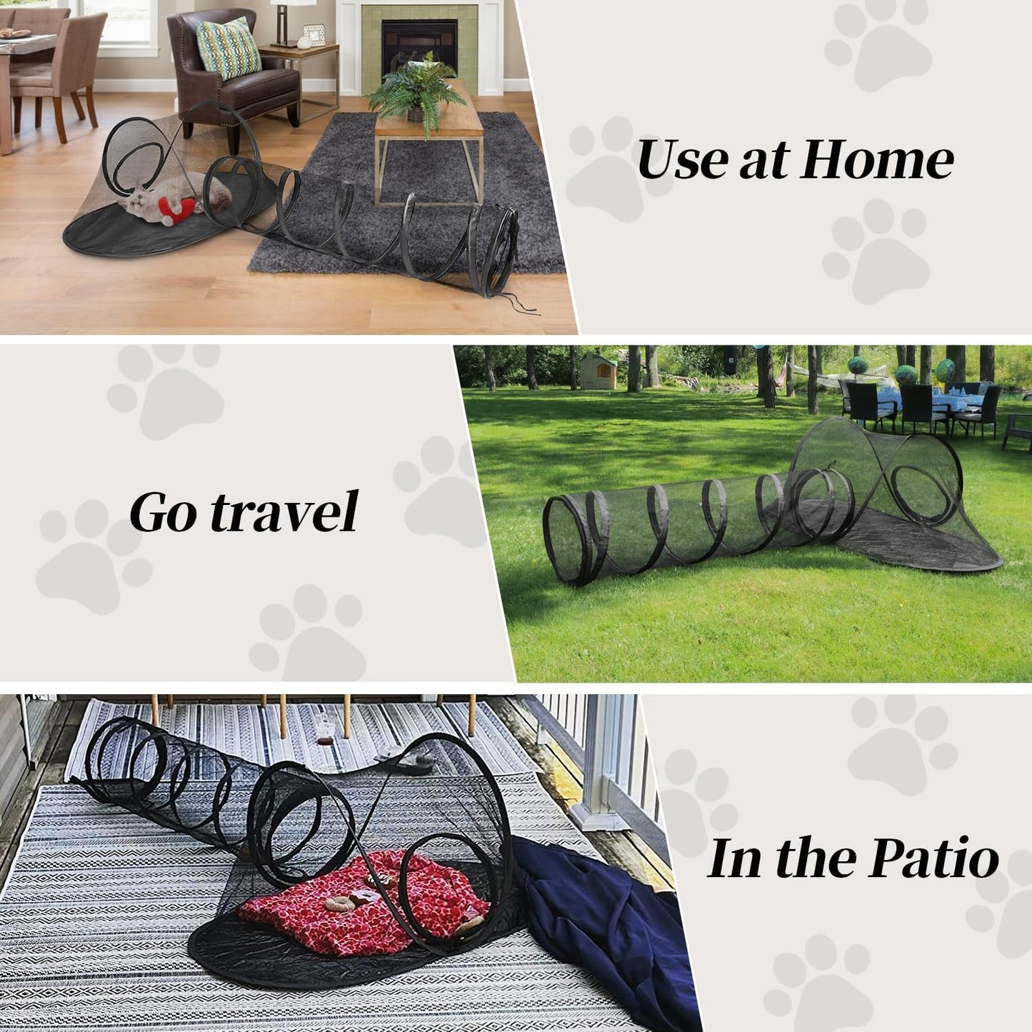 Rest-Eazzzy Cat Tent Outdoor, Pet Enclosure Tent Suitable for Cats and Small Animals, Indoor Playpen Portable Exercise Tent with Carry Bag(Pet Tent& Tunnel) S