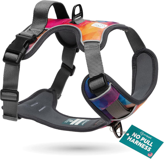 Embark Adventure Dog Harness, No-Pull Reflective Trim Dog Harness for Small, Medium & Large Dogs - Heavy Duty Oxford, 2 Leash Clips & Gel Lined Handle. Soft & Padded Puppy Dog Vest for Any Breed