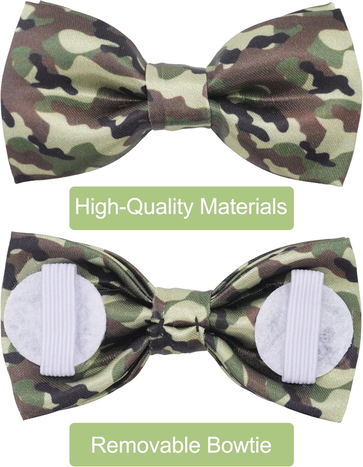 PET SHOW 10 Pack Camo Small Dog Bow Ties Sliding Collar Attachments Puppy Cats Colorful Camouflage Bowties for Medium Dogs Classic Bowknots Party Holiday Pet Grooming Accessories(Small)