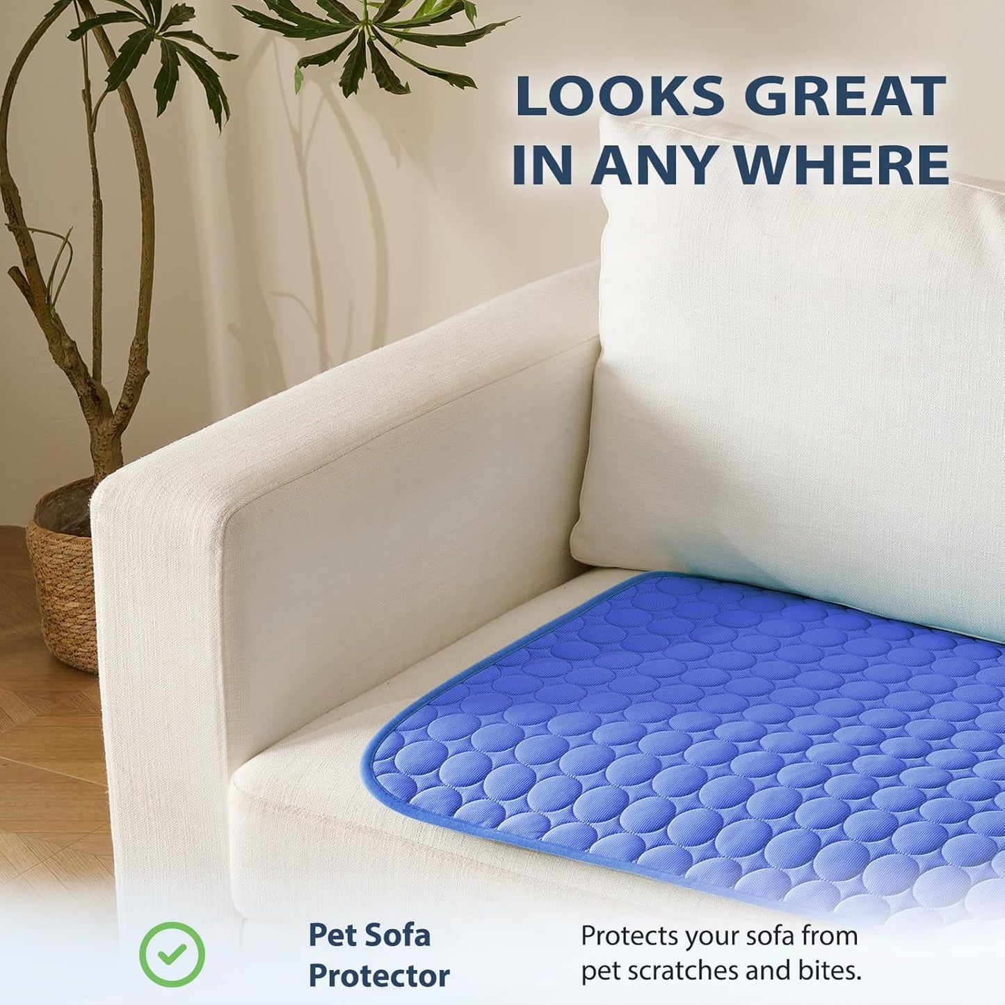 MICROCOSMOS Summer Cooling Mat & Sleeping Pad- Water Absorption Top, Materials Safe, Easy Carry, EZ Clean. Keep Cooling for Pets, Kids and Adults.(Navy Blue, 36" x36")