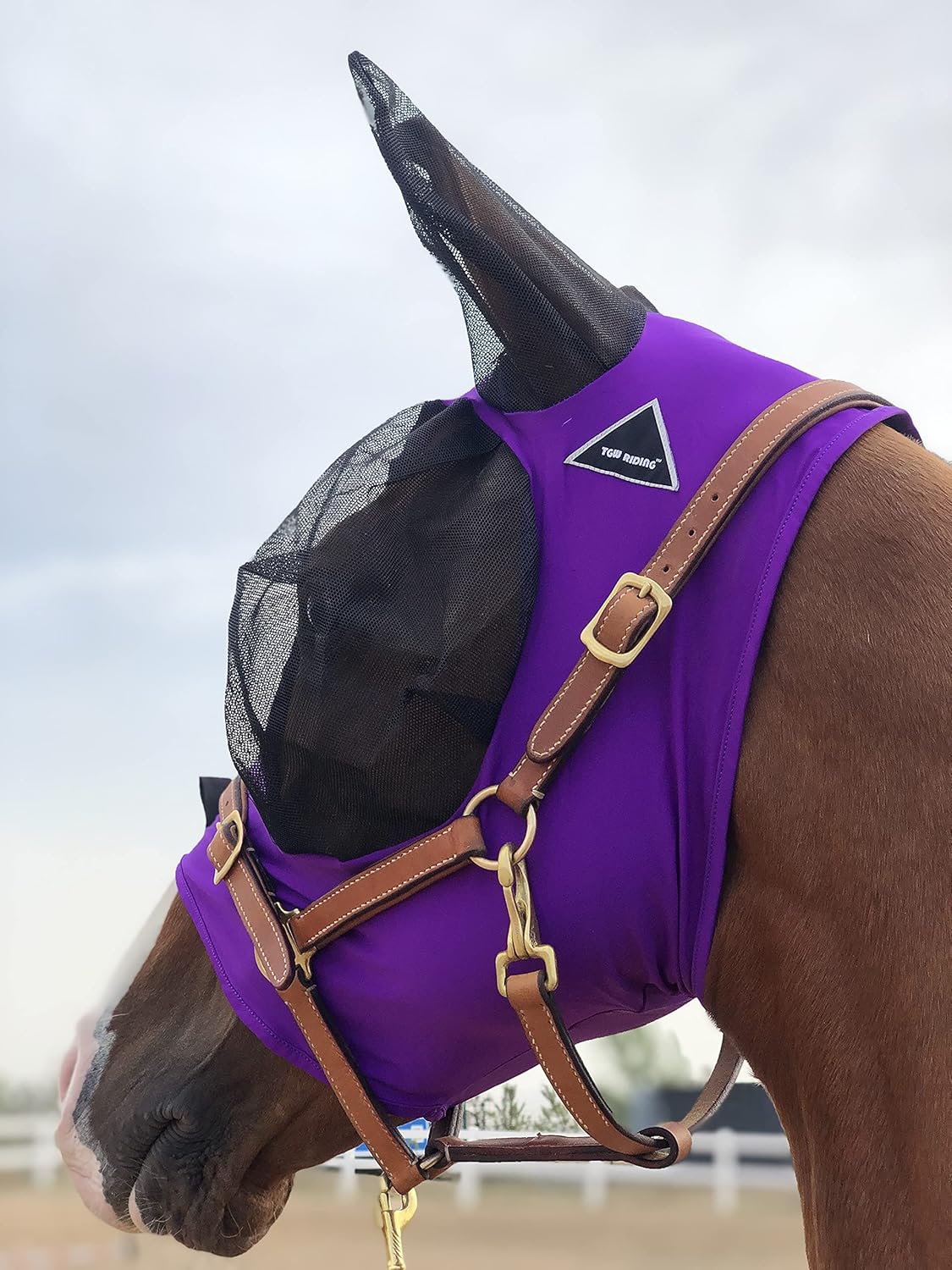 Horse Fly Mask Super Comfort Horse Fly Mask Elasticity Fly Mask with Ears We Only Make Products That Horses Like… (Dk Purple, M)