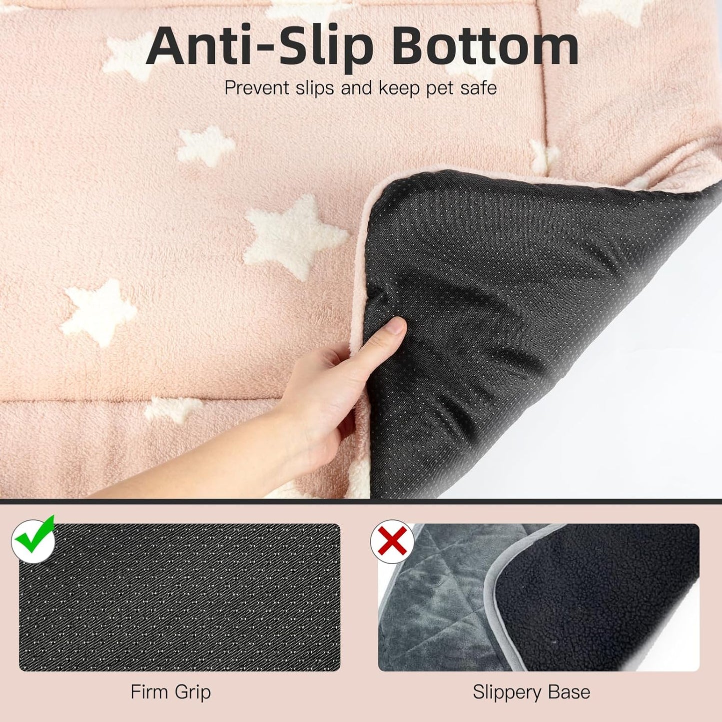 Mora Pets Cat Bed for Indoor Cats Washable Dog Crate Pad Cute Star Dog Bed Mat for Small Dogs Pet Kennel Pad for Cage Soft Flat Puppy Kitten Cushion Sleeping Anti-Slip Pink 22 x 13