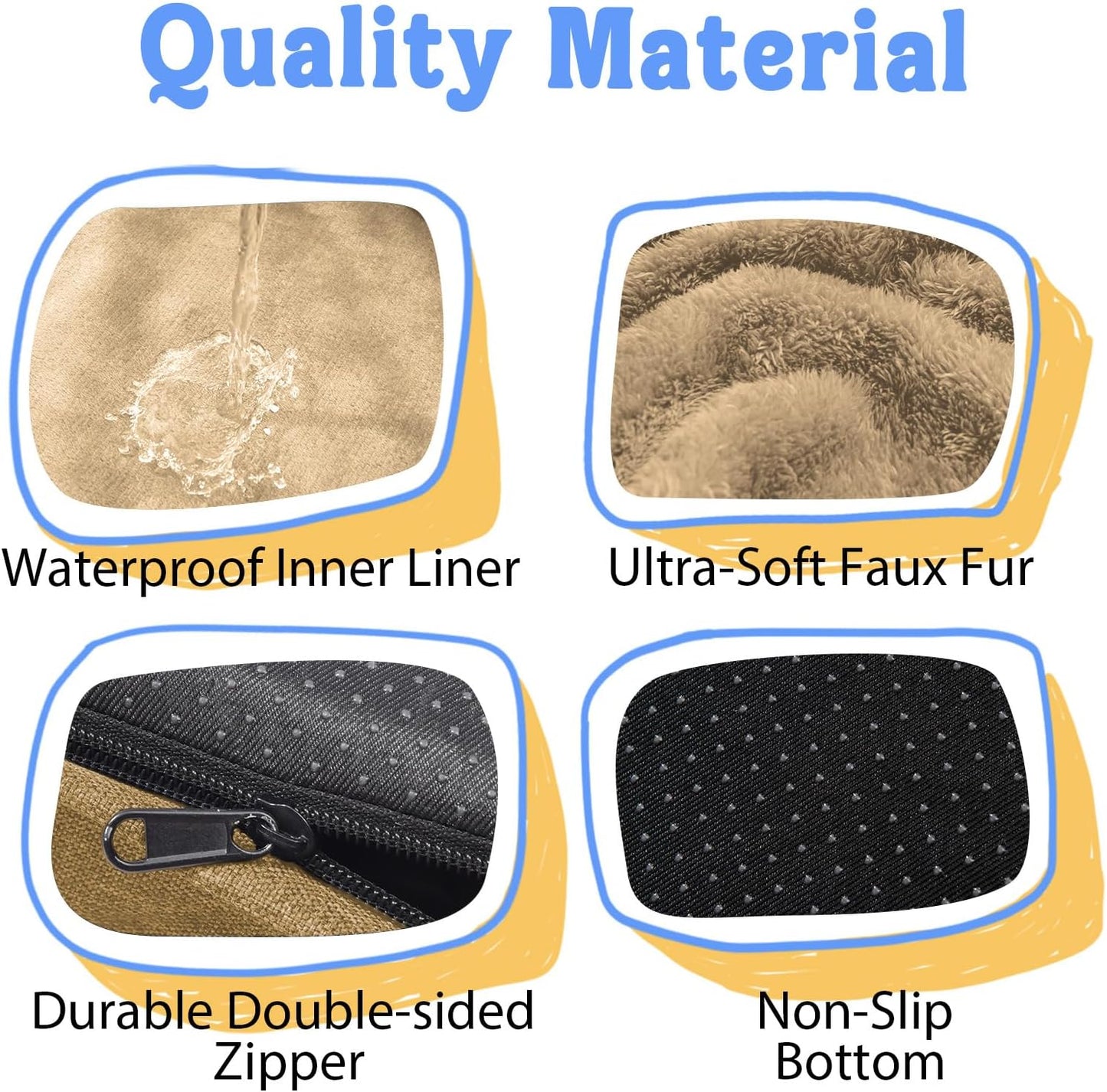 Washable Orthopedic Large Dog Bed - XL Large Dog Bed with Removable Bolsters Cover Foam Support Big Dogs Beds Non-Slip Bottom & Waterproof Pet Beds