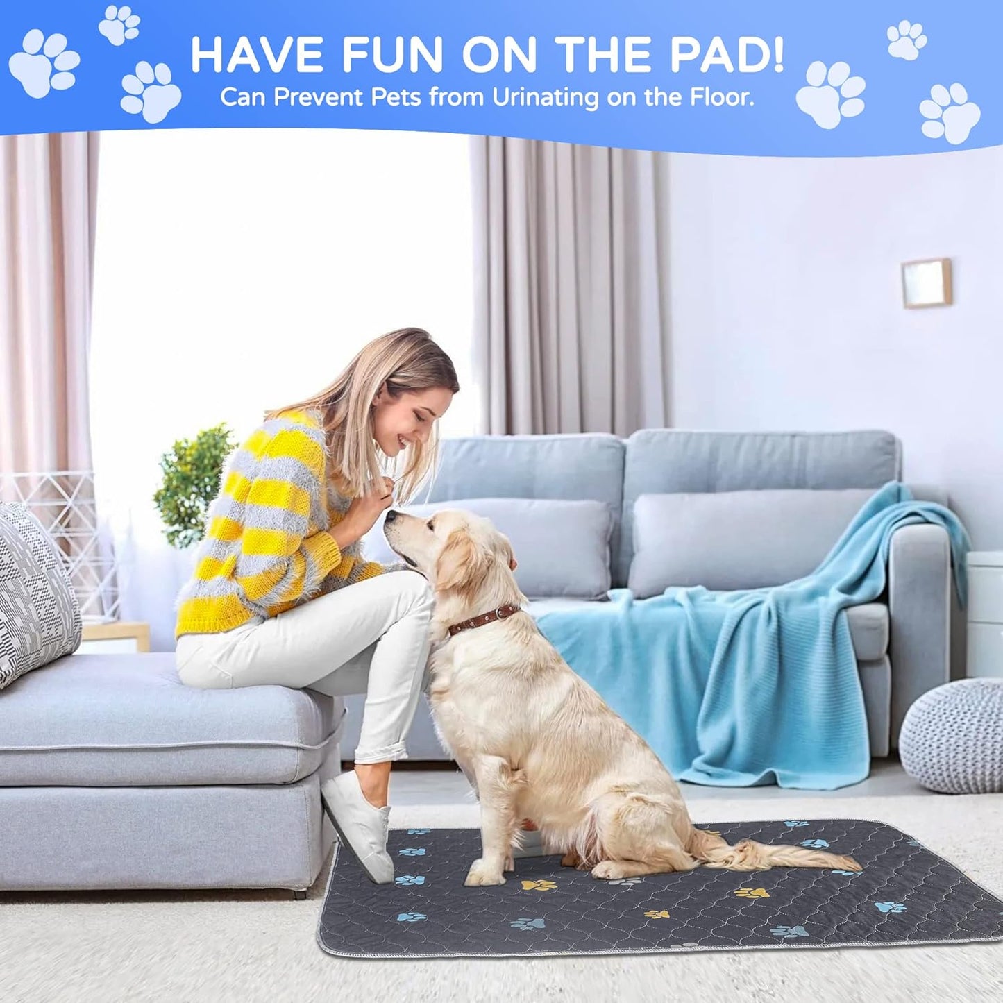 Aitmexcn Washable Puppy Dog Pee Pad, 4PCS 100% Waterproof Whelping Training Mat for Puppy/Senior Dog, Fast Drying Reusable Puppy Pads for Indoor, Outdoor and Car Travel- 18'' x 24''