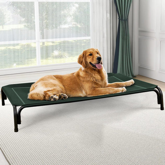 Elevated Dog Bed, Raised Outdoor Pet Cot for Extra Large Sized Breeds, Portable Cooling Hammock With Breathable & Washable Mesh, Indoor & Outdoor Use, Skid-Resistant Feet
