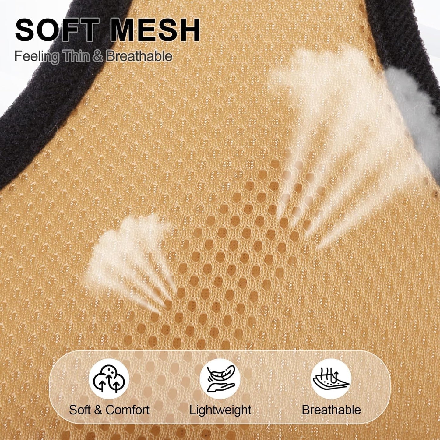 BINGPET No Pull Dog Harness,Soft Mesh Breathable All Weather Vest Harness,Safety Protection Design Durable Adjustable Step-in Easy Walk Dog Harness for Small Medium Large Dogs(Beige,M)