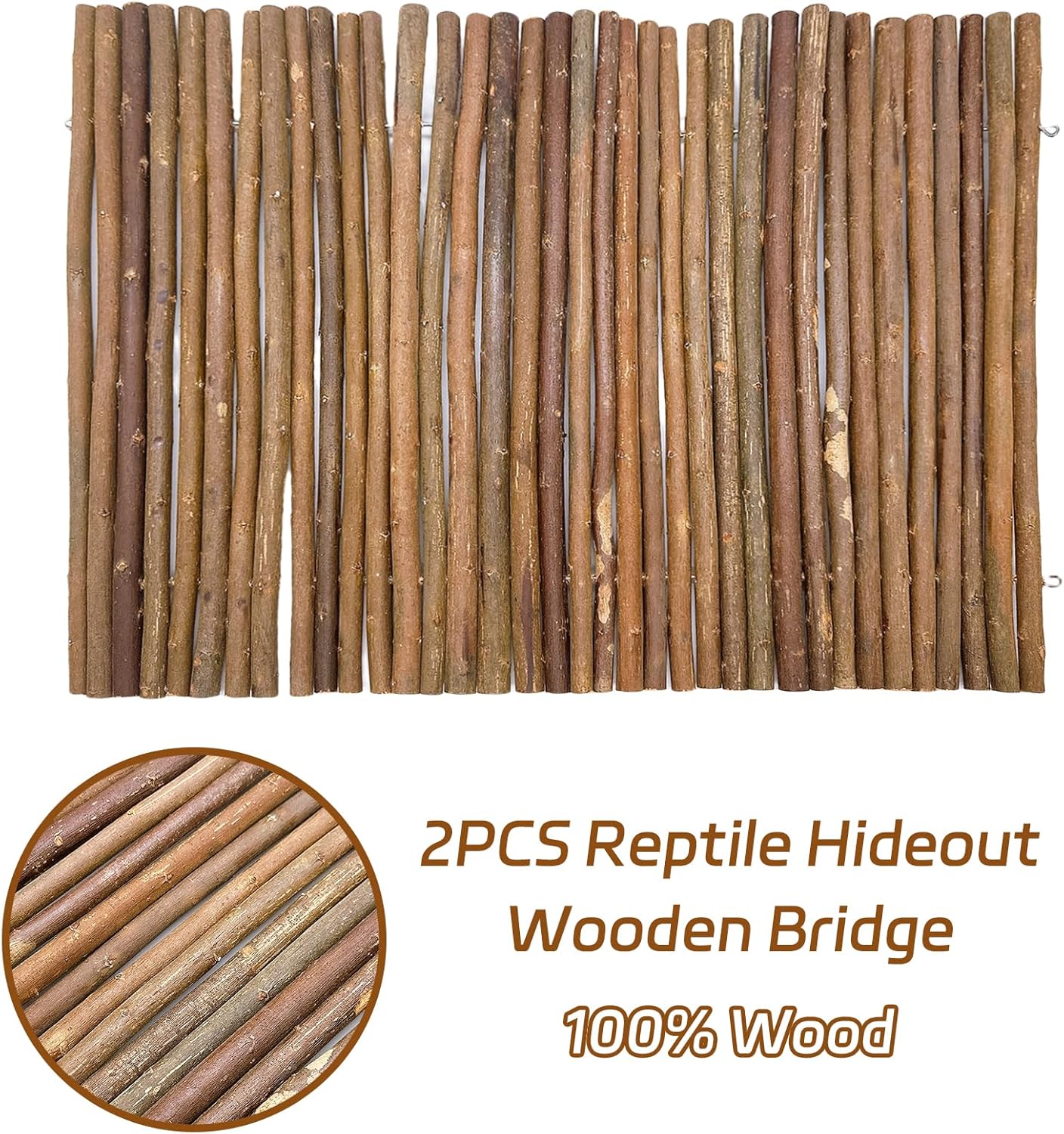 BNOSDM 12.99"x 18.89" Reptile Hideout Wooden Bridge Lizard Hide Caves Bearded Dragon Habitat Accessories for Gecko Snake Frog Chameleon Iguana Tortoise