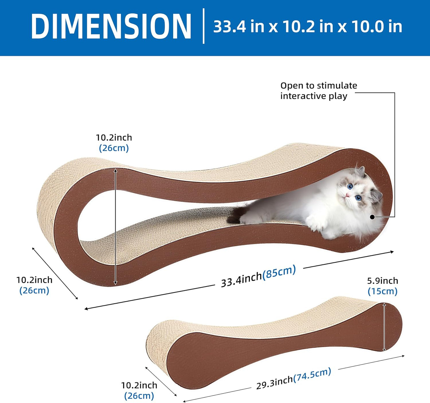 2 in 1 Cat Scratcher Cardboard, Cat Scratching Board Furniture Protector, Cat Scratching Post, Cat Beds for Indoor Cats, Infinity Shape, X-Large