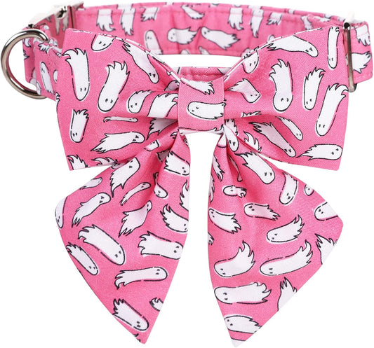 Lionet Paws Dog Collar with Bowtie, Halloween Bowtie for Dogs and Cats, Adjustable Comfortable Dog Collar Girl, S, Neck 10-16 in