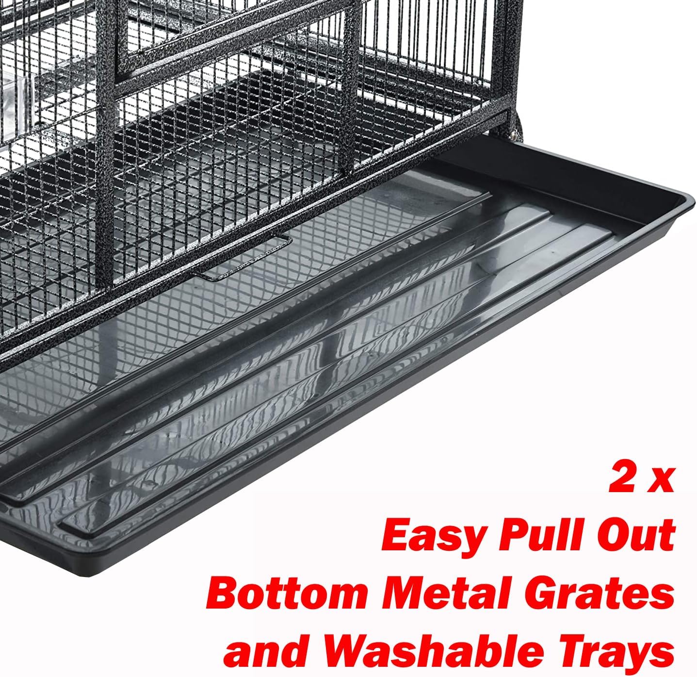 Large Double Stacker Breeding Flight Bird Wrought Iron Double Parrot Bird Separate Breeder Cages Side Nesting Box Doors Easy to Clean Bottom Grates and Trays Removable Rolling Stand