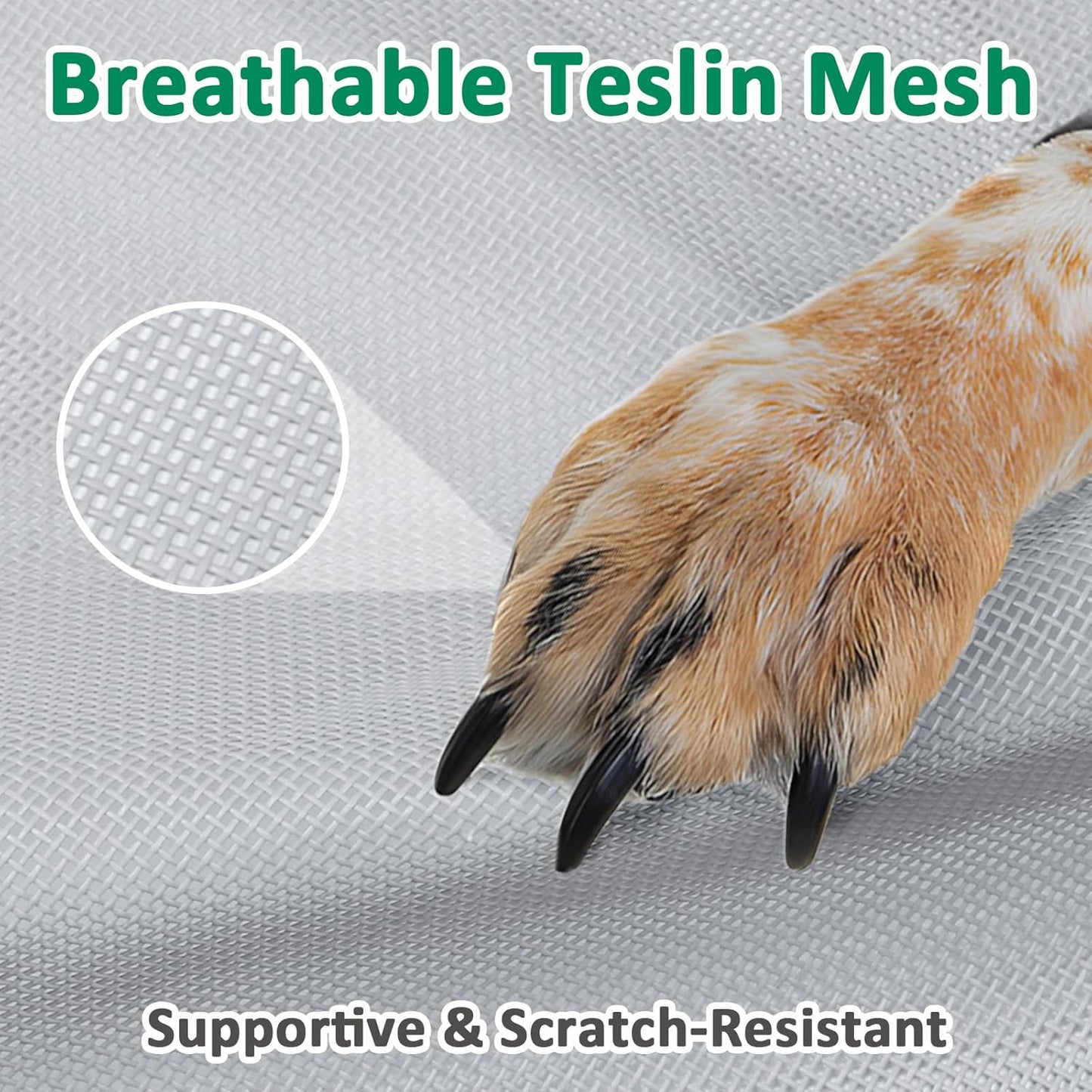 Elevated Dog Cots Beds for Medium Dogs, Raised Dog Camping Bed with Skid-Resistant Feet & Breathable Mesh, Lifted Pet Hammock Bed with Frame, Grey