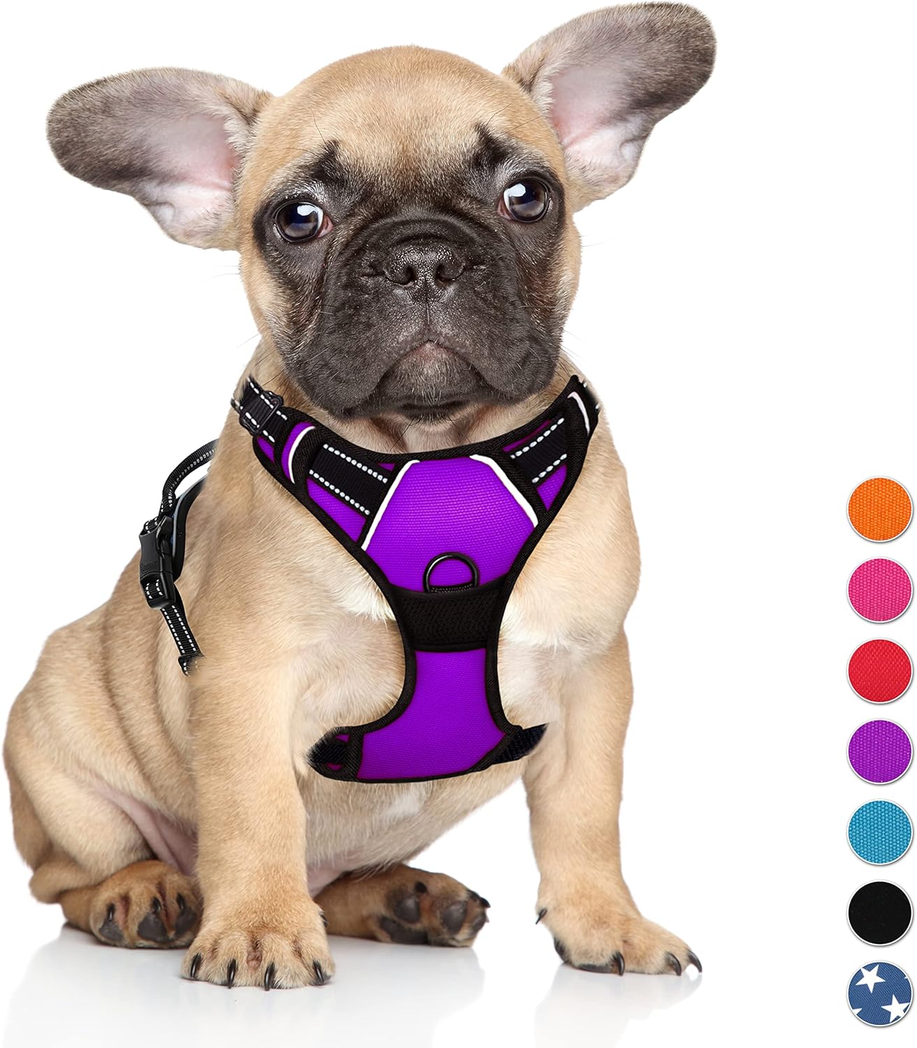 BARKBAY No Pull Dog Harness Large Step in Reflective Dog Harness with Front Clip and Easy Control Handle for Walking Training Running(Purple,S)