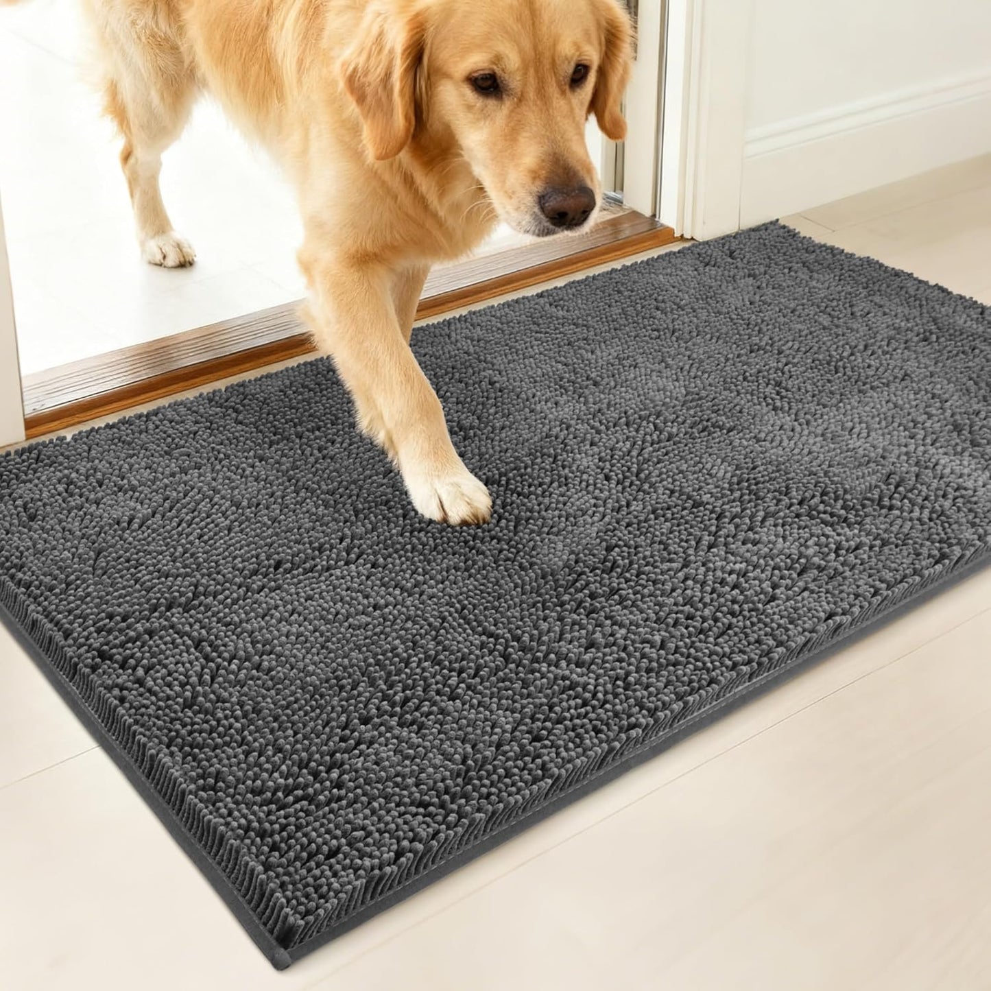 Dog Door Mat Indoor Entrance, 72" x 24" Absorbent Quick-Drying Mud Rugs, Non-Slip Door Rugs for Entryway Indoor Washable, Soft Chenille Dog Mat for Muddy Paws