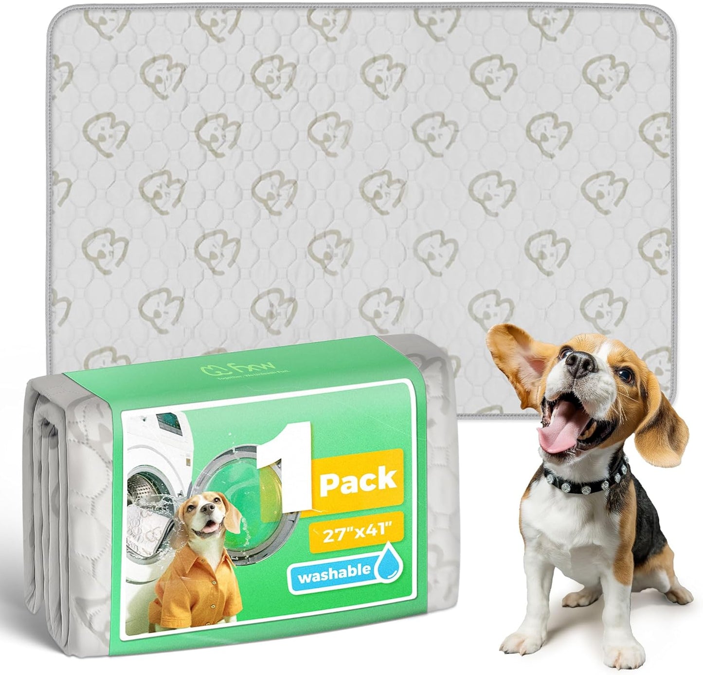 FXW Washable Pee Pads for Dogs, Puppy Pads with Super Absorbent, Specifically Designed for 42inch Cages, 41" × 27" Rectangle, Khaki, 1 Pack