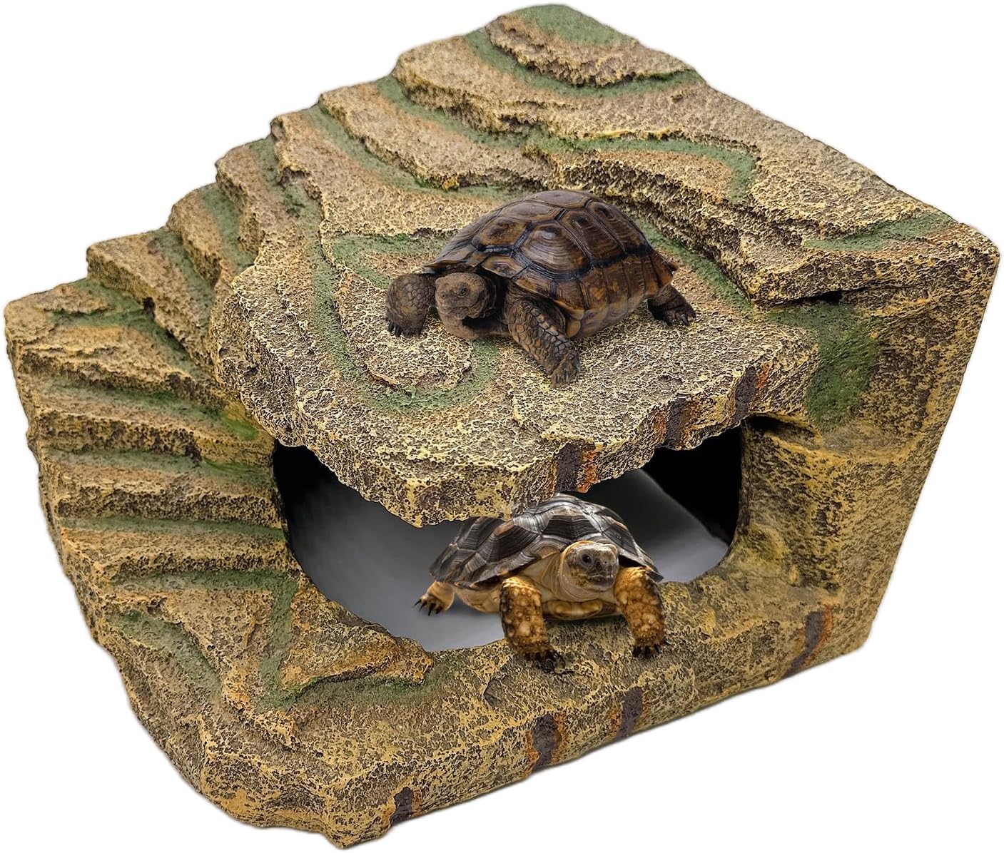 kathson Turtles Basking Platform,Large Tortoise Resting Terrace Climbing Ramp,Reptile Hiding Cave Hideouts,Resin Dock Tank Decorations for Aquatic Turtles Newts Salamanders Lizard Frogs