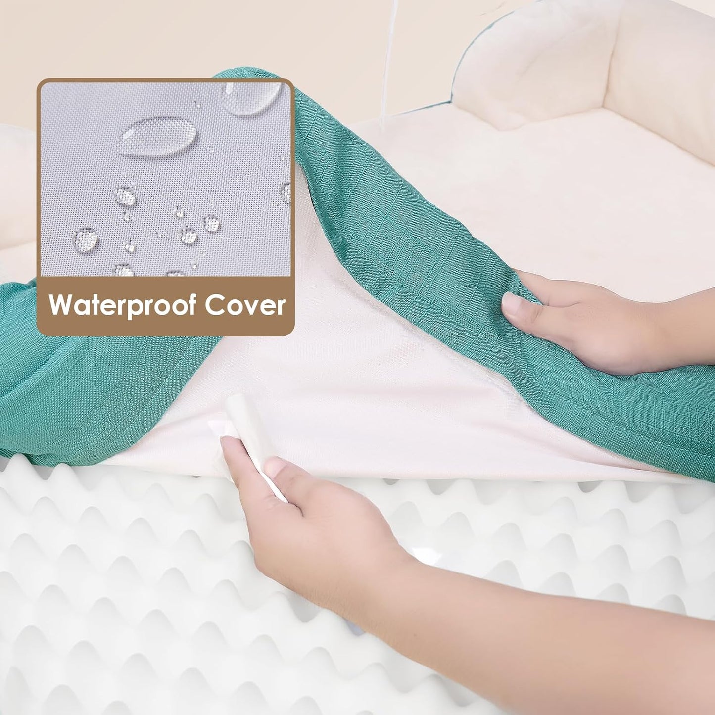 EHEYCIGA Orthopedic Dog Beds for Extra Large Dogs, Waterproof Memory Foam XL Pet Bed with Sides, Non-Slip Bottom and Egg-Crate Foam Big Dog Couch Bed with Washable Removable Cover, Turquoise Blue